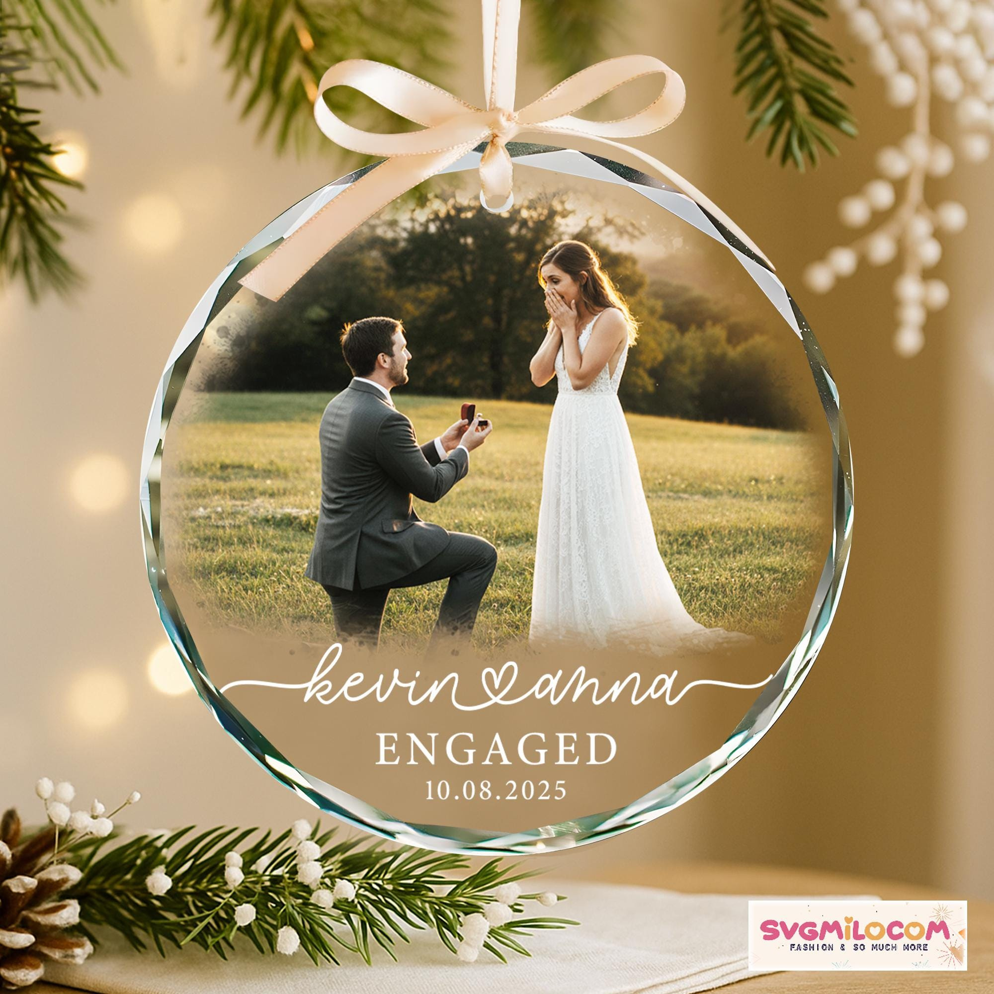Custom First Christmas Engaged Ornament, Engagement Photo Ornament, Couple Gift, Newly Engaged Keepsake 2025