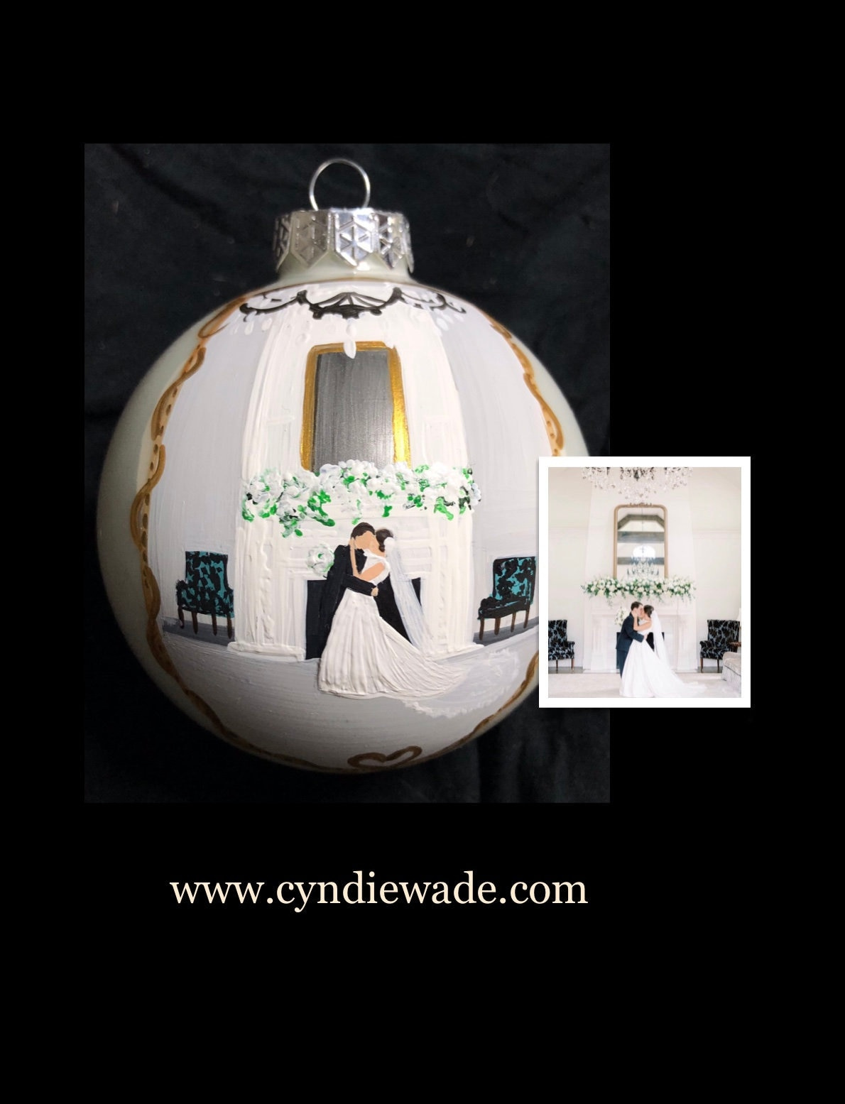 Custom Painted Wedding Ornament, Bride Groom Engagement Personalized Christmas Bulb Keepsake Gift