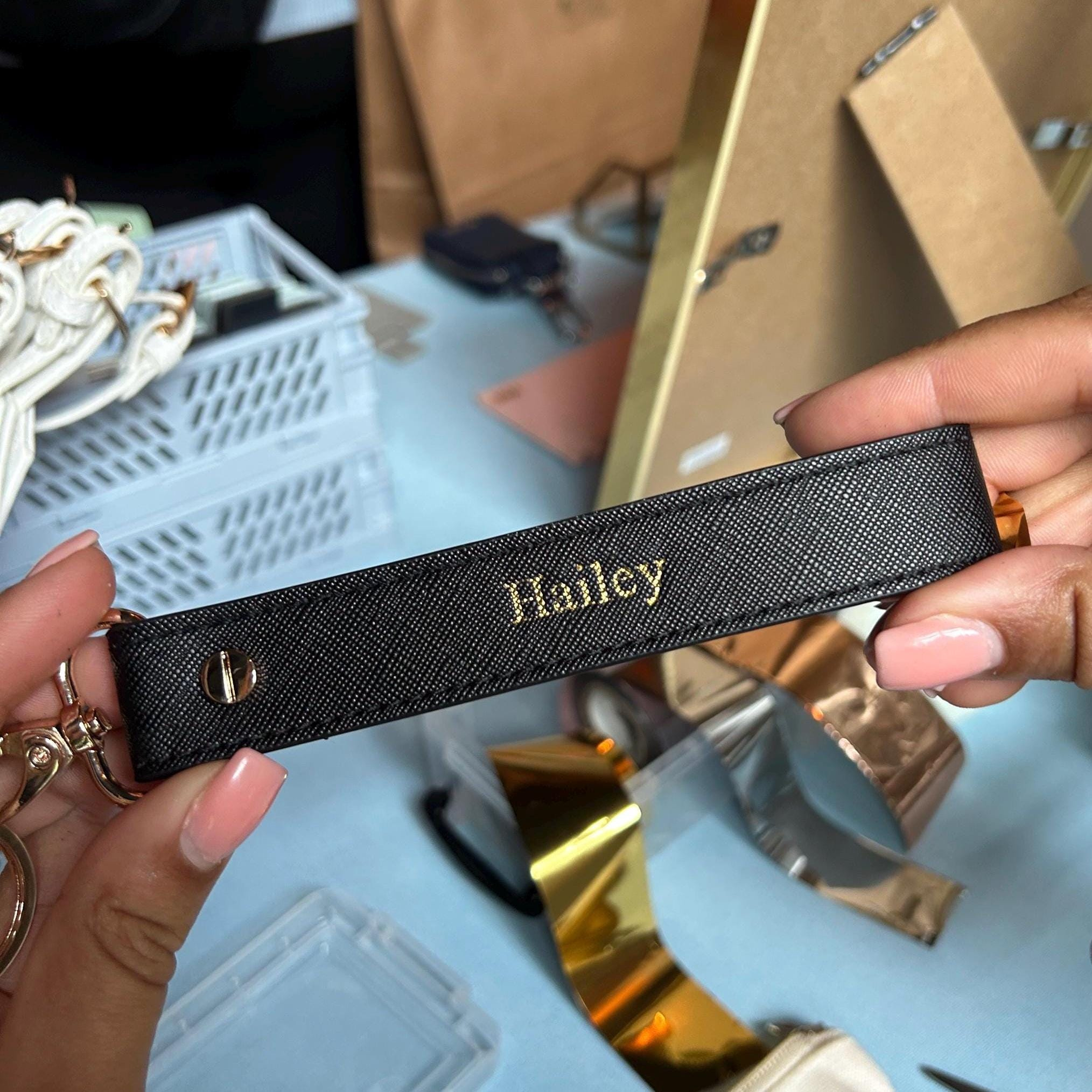 Personalised Wristlet Keychain, Monogram Initial Keyring, Custom Name Bag Charm, Car Keyring Gift for Her 3 - MeasureMason Personalised Wristlet Keychain, Monogram Initial Keyring, Custom Name Bag Charm, Car Keyring Gift for Her 3
