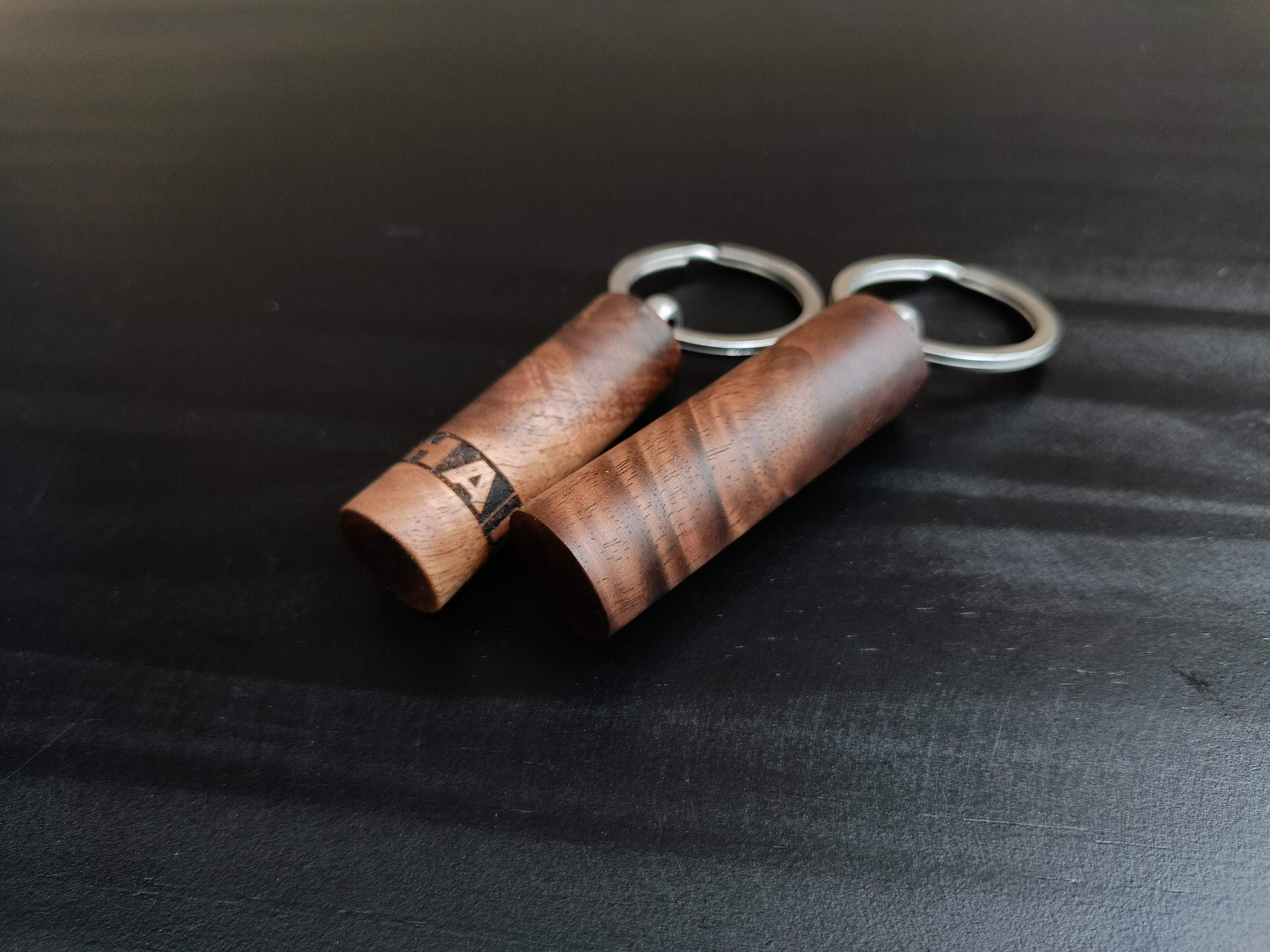 Handmade Wooden Keychain with Metal Key Ring - Personalized Engraved Gift Handmade Wooden Keychain with Metal Key Ring - Personalized Engraved Gift