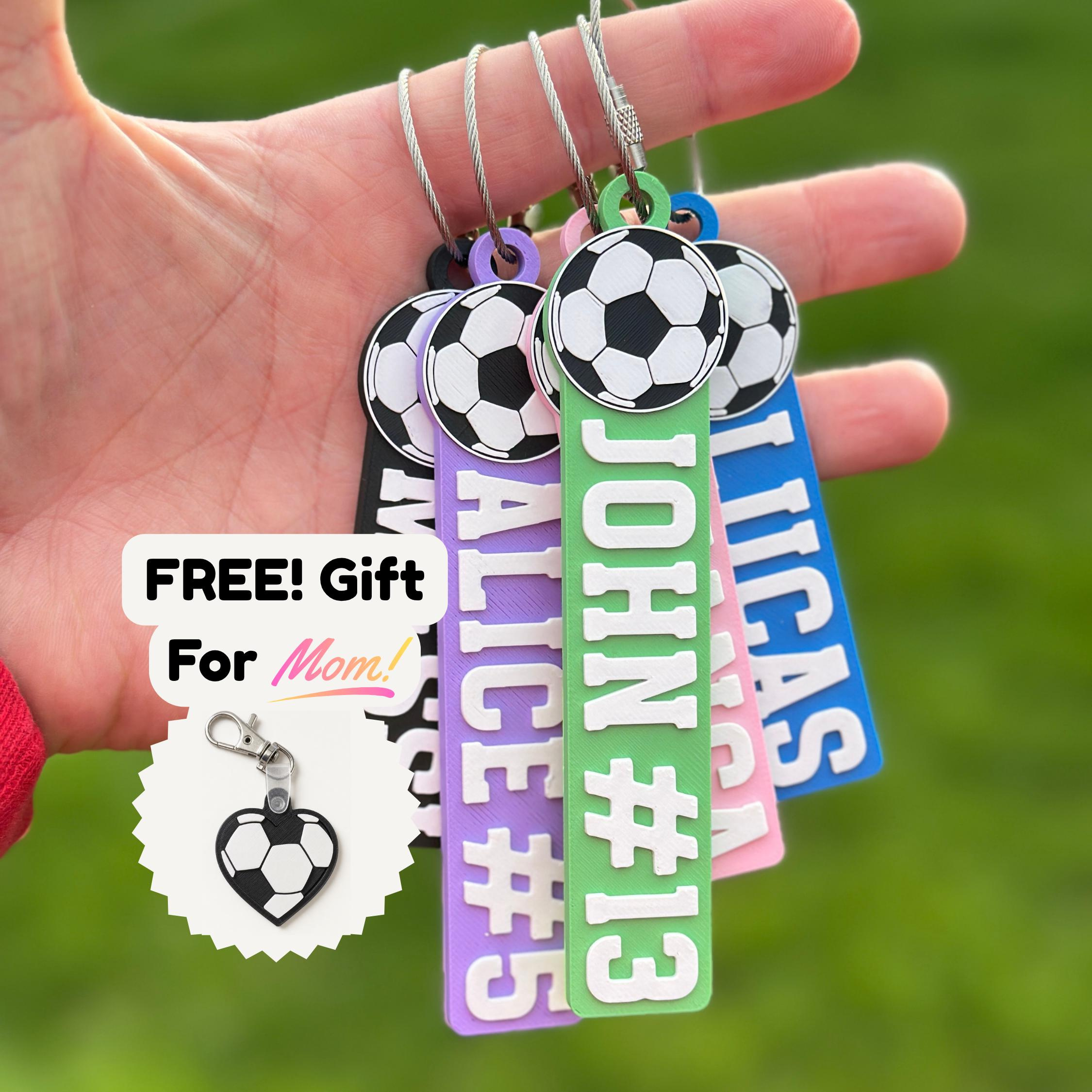 Personalized Soccer Keychain with Name & Number, Custom Soccer Bag Tag for Backpack, Soccer Coach Gift, Mom Keychain Personalized Soccer Keychain with Name & Number, Custom Soccer Bag Tag for Backpack, Soccer Coach Gift, Mom Keychain