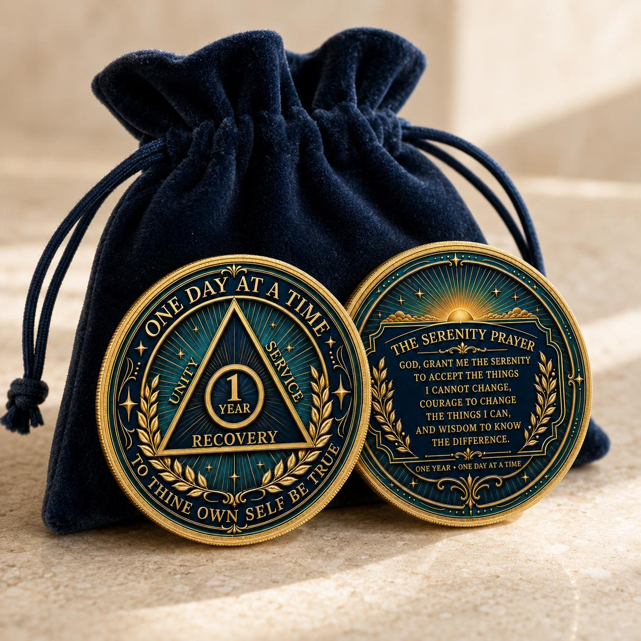 Custom Year Sobriety Coin - Personalized Recovery Medallion with Serenity Prayer 3 - MeasureMason Custom Year Sobriety Coin - Personalized Recovery Medallion with Serenity Prayer 3