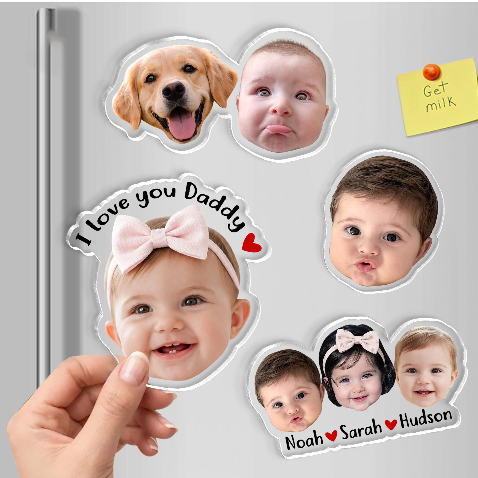 Personalized Photo Magnet for Dad – Custom Baby Face Fridge Magnet Keepsake