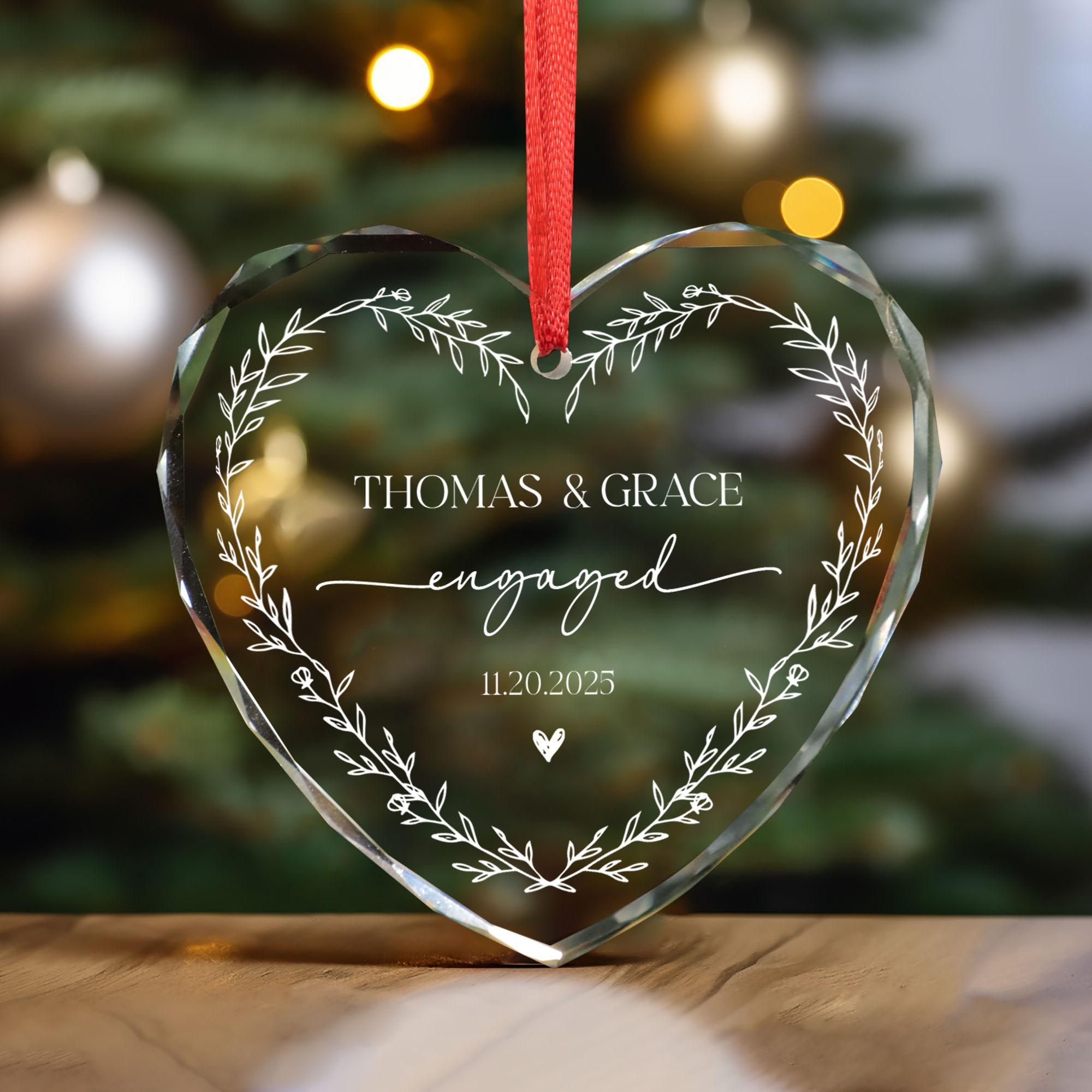 Personalized Engagement Ornament 2025, Custom Names & Date Wedding Keepsake, Newlywed Couple Gift