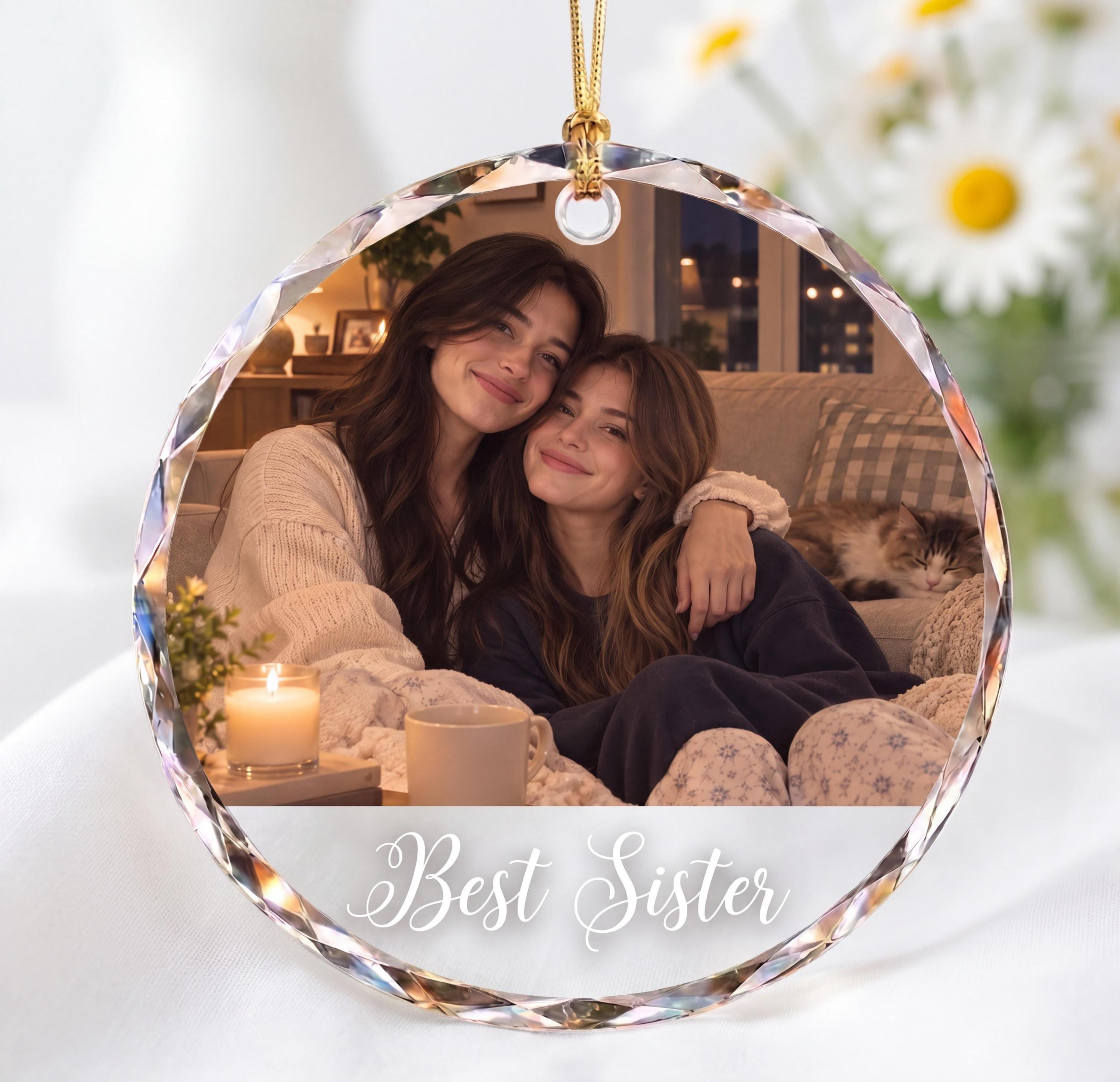 Personalized Photo Glass Christmas Ornament, Custom Names & Engagement Date, Botanical Wreath Keepsake 4 - MeasureMason Personalized Photo Glass Christmas Ornament, Custom Names & Engagement Date, Botanical Wreath Keepsake 4