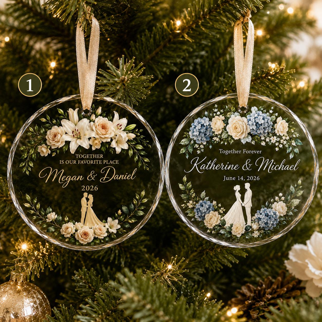 Personalized Glass Ornament – Custom Names, Dates & Photos - Wedding, Anniversary, Memorial Keepsake Gift 1 - MeasureMason Personalized Glass Ornament – Custom Names, Dates & Photos - Wedding, Anniversary, Memorial Keepsake Gift 1