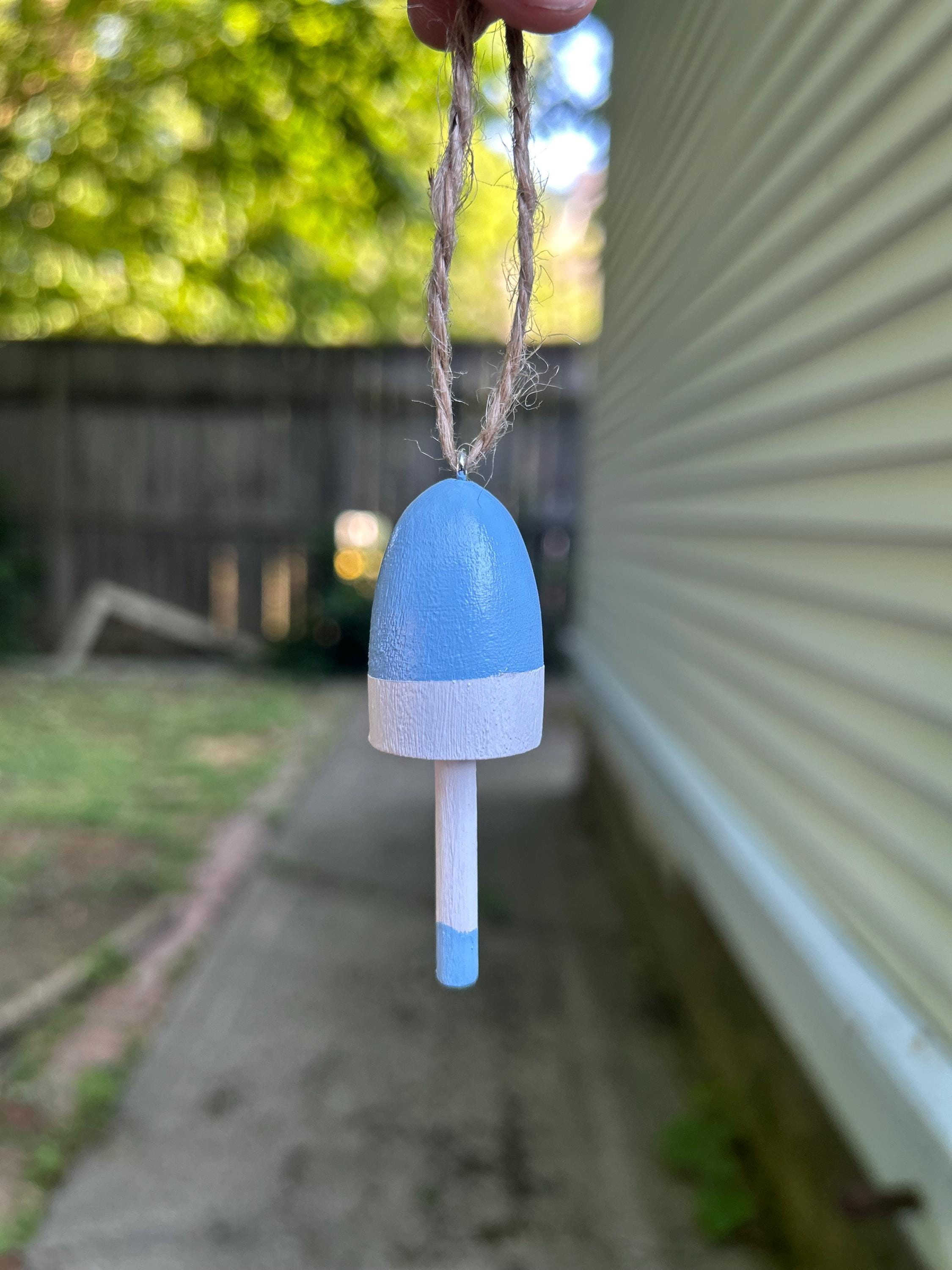 Hand-Painted Wooden Buoy Keychain or Ornament - Nautical Maine Coastal Decor 2 - MeasureMason Hand-Painted Wooden Buoy Keychain or Ornament - Nautical Maine Coastal Decor 2