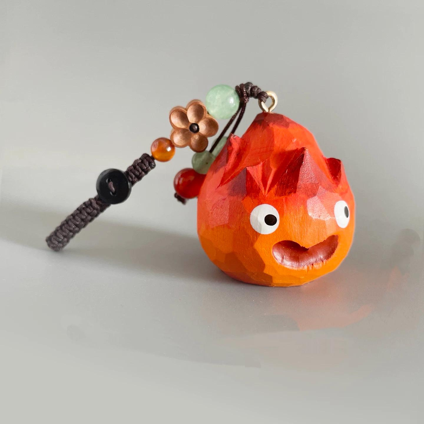 Hand Carved Wooden Flame Keychain, Lucky Charm Bag Pendant, Handmade Rearview Car Charm, Cute Gift 2 - MeasureMason Hand Carved Wooden Flame Keychain, Lucky Charm Bag Pendant, Handmade Rearview Car Charm, Cute Gift 2