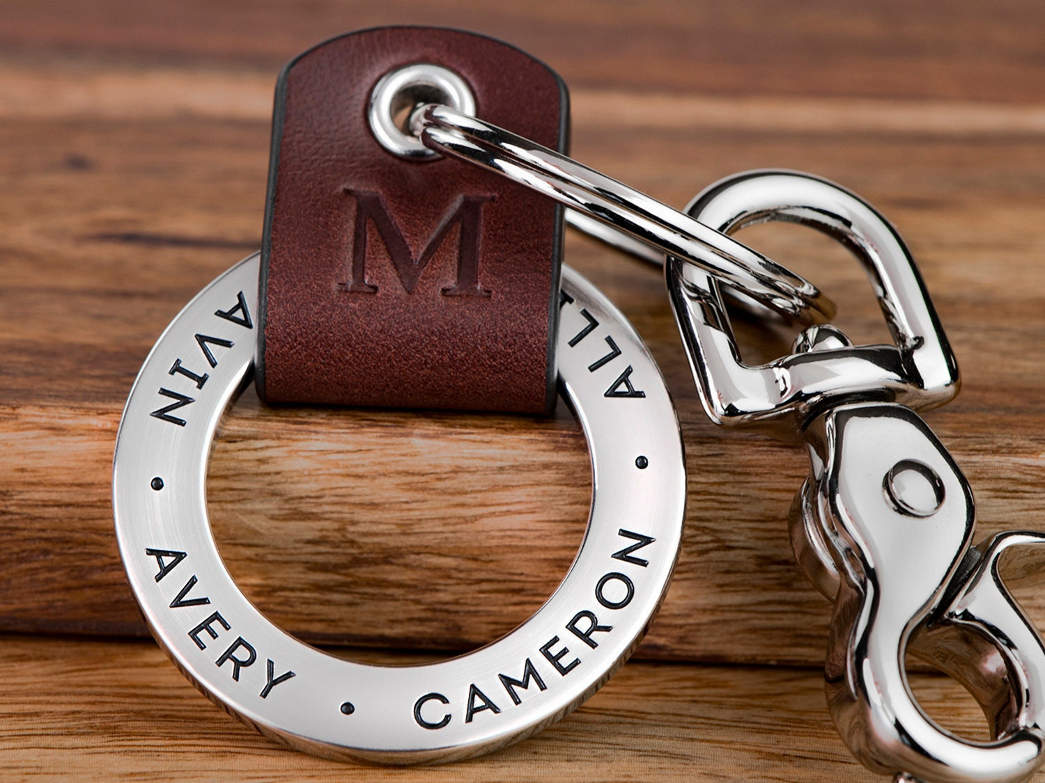 Custom Engraved Leather Keychain for Men, Personalized Names Dates Text 35 Chars, USA Made Custom Engraved Leather Keychain for Men, Personalized Names Dates Text 35 Chars, USA Made