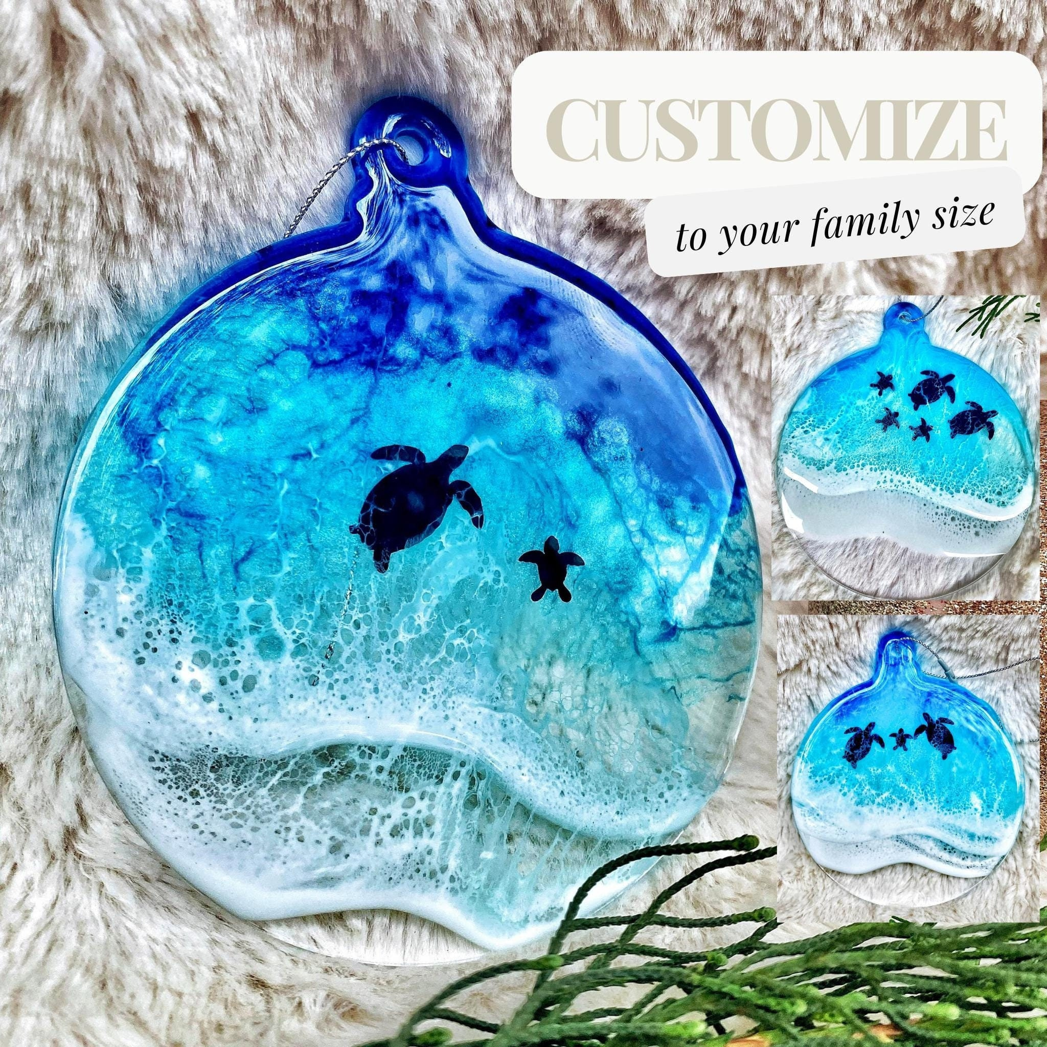 Honu Turtle Christmas Ornament - Resin Ocean Beach Ornament - Nautical Holiday Decor - Mele Kalikimaka