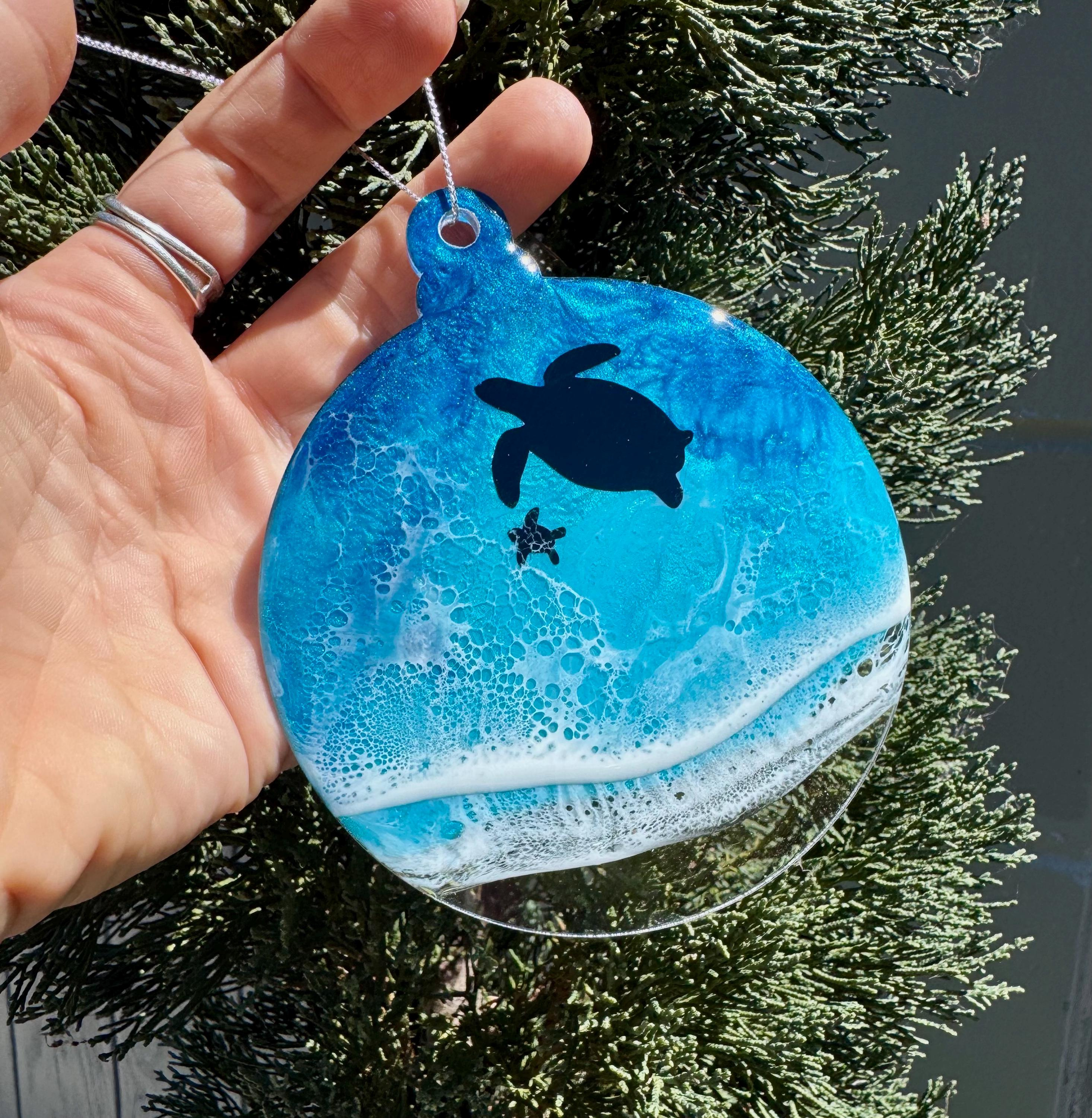 Honu Turtle Christmas Ornament - Resin Ocean Beach Ornament - Nautical Holiday Decor - Mele Kalikimaka 4 - MeasureMason Honu Turtle Christmas Ornament - Resin Ocean Beach Ornament - Nautical Holiday Decor - Mele Kalikimaka 4