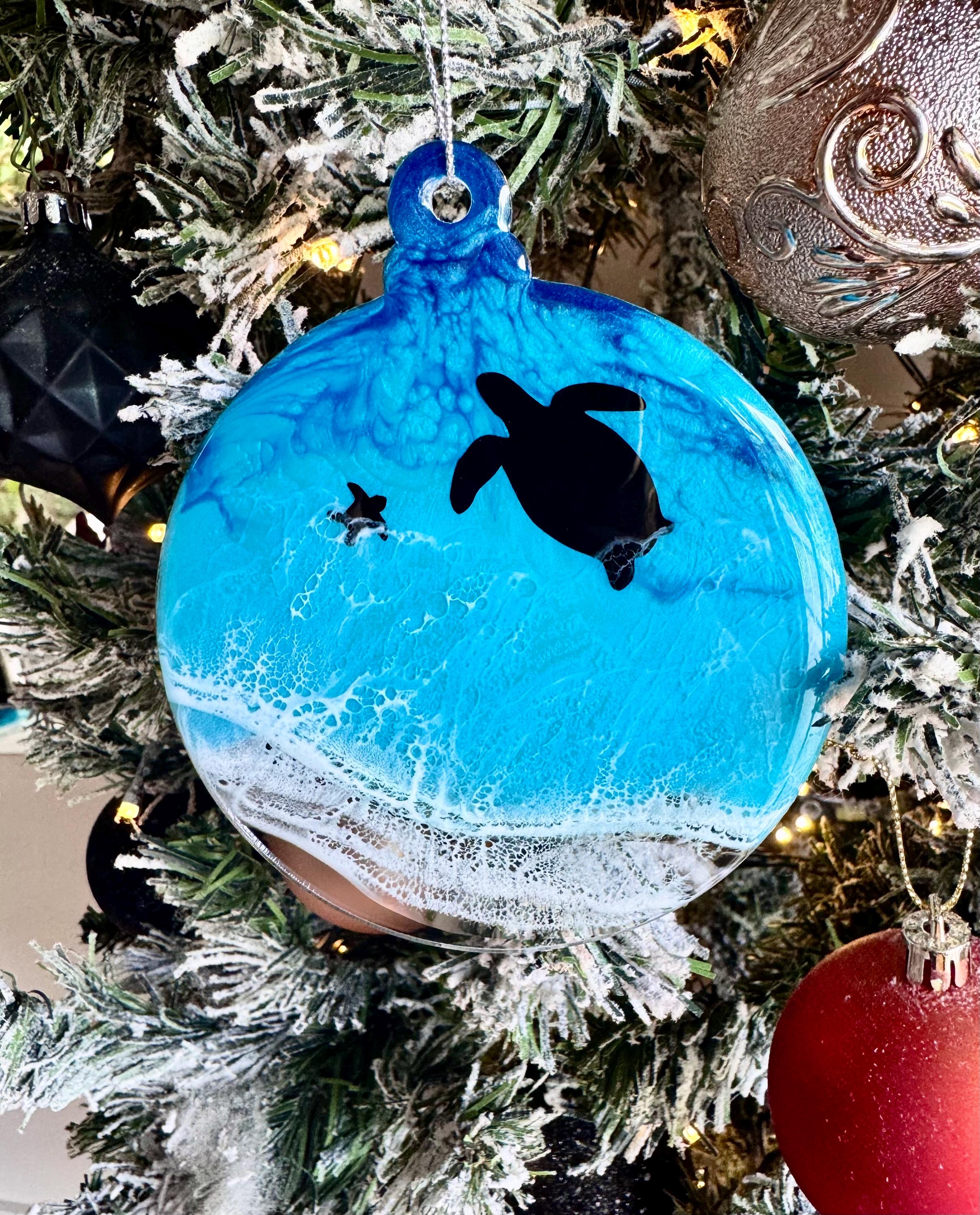 Honu Turtle Christmas Ornament - Resin Ocean Beach Ornament - Nautical Holiday Decor - Mele Kalikimaka 1 - MeasureMason Honu Turtle Christmas Ornament - Resin Ocean Beach Ornament - Nautical Holiday Decor - Mele Kalikimaka 1