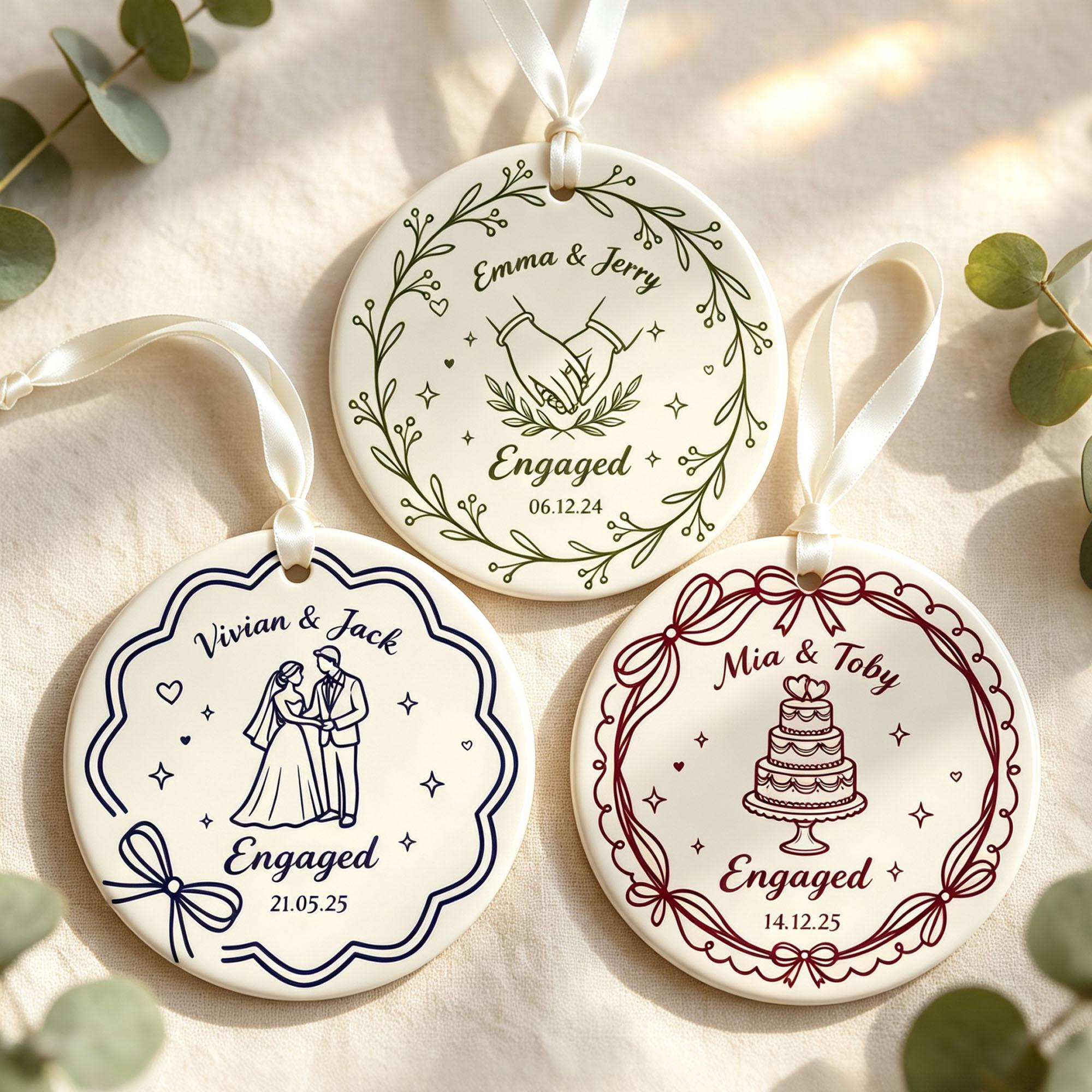 Personalized Double-Sided Ceramic Ornament – Custom Engagement, Wedding & Anniversary Keepsake Personalized Double-Sided Ceramic Ornament – Custom Engagement, Wedding & Anniversary Keepsake