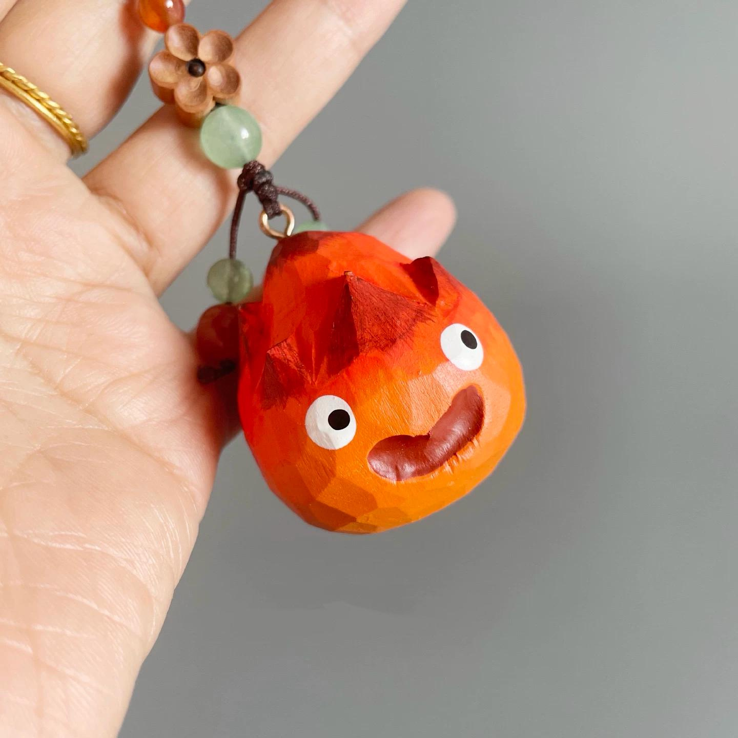 Hand Carved Wooden Flame Keychain, Lucky Charm Bag Pendant, Handmade Rearview Car Charm, Cute Gift 1 - MeasureMason Hand Carved Wooden Flame Keychain, Lucky Charm Bag Pendant, Handmade Rearview Car Charm, Cute Gift 1