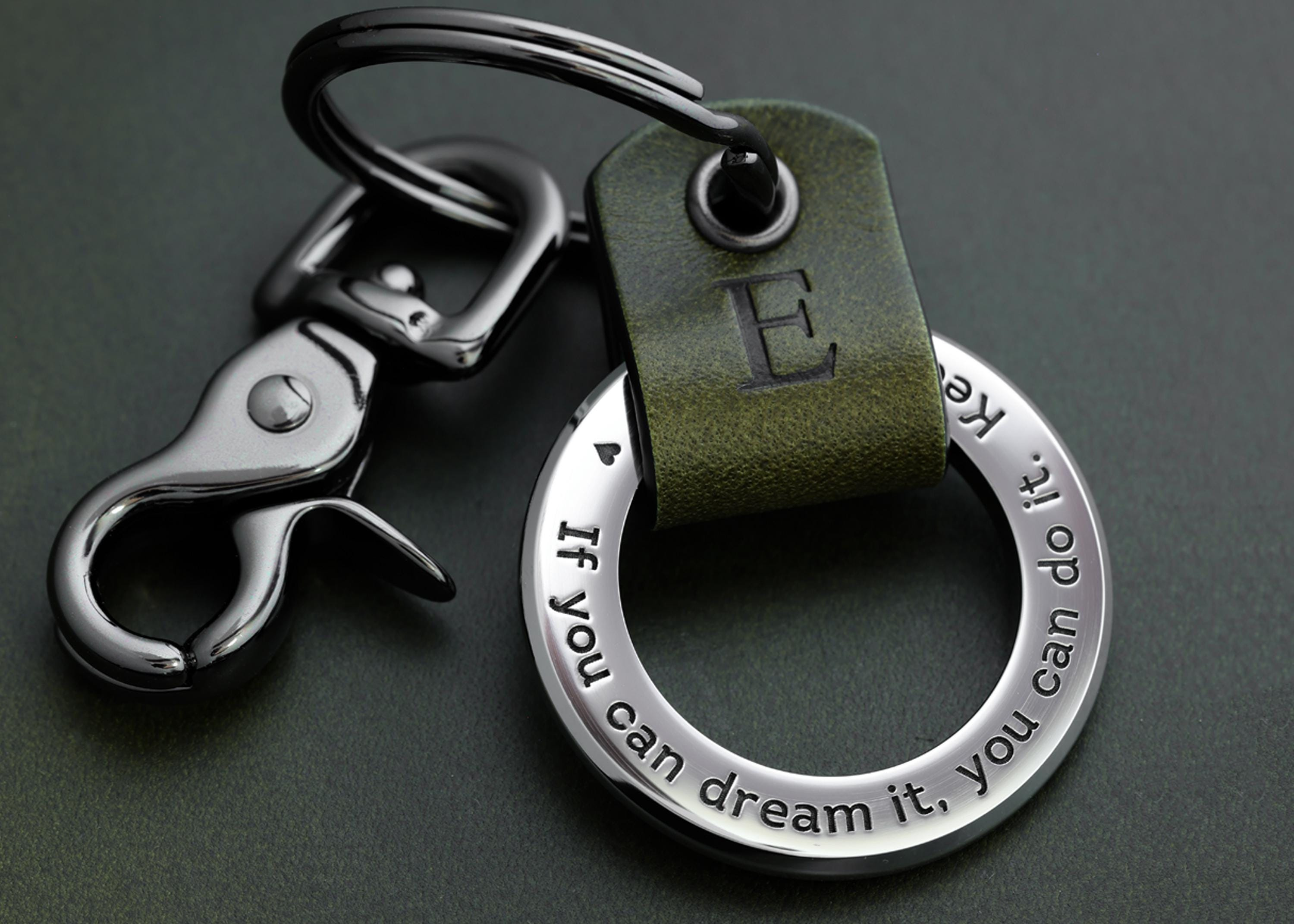 Custom Engraved Leather Keychain for Men, Personalized Names Dates Text 35 Chars, USA Made 3 - MeasureMason Custom Engraved Leather Keychain for Men, Personalized Names Dates Text 35 Chars, USA Made 3