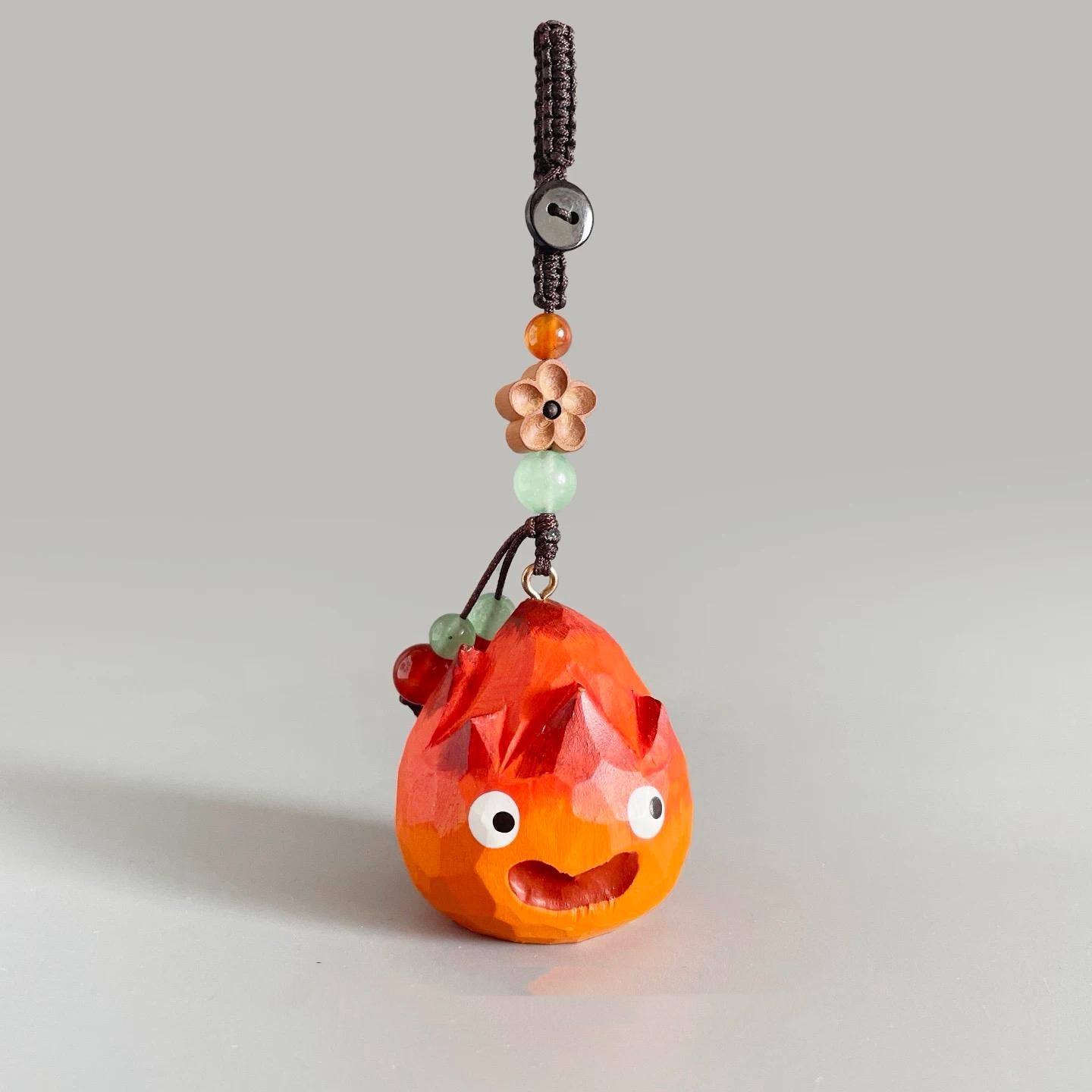 Hand Carved Wooden Flame Keychain, Lucky Charm Bag Pendant, Handmade Rearview Car Charm, Cute Gift Hand Carved Wooden Flame Keychain, Lucky Charm Bag Pendant, Handmade Rearview Car Charm, Cute Gift