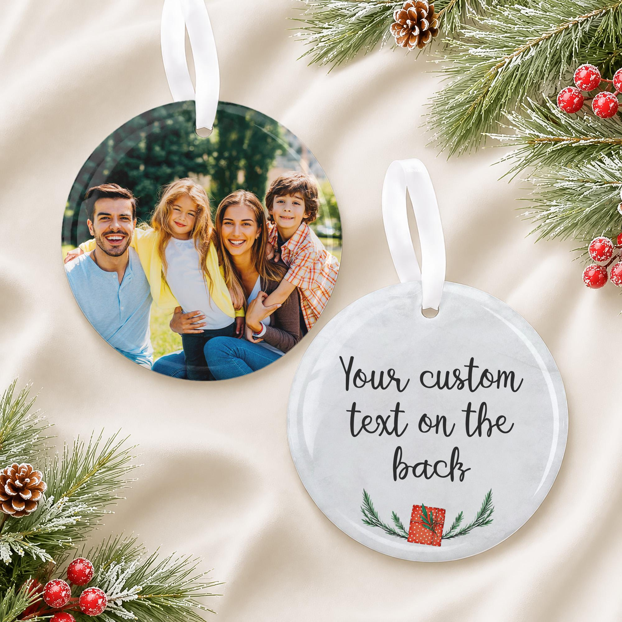 Personalized Ceramic Christmas Ornament, Custom Photo & Text, Tree Decoration Keepsake Gift