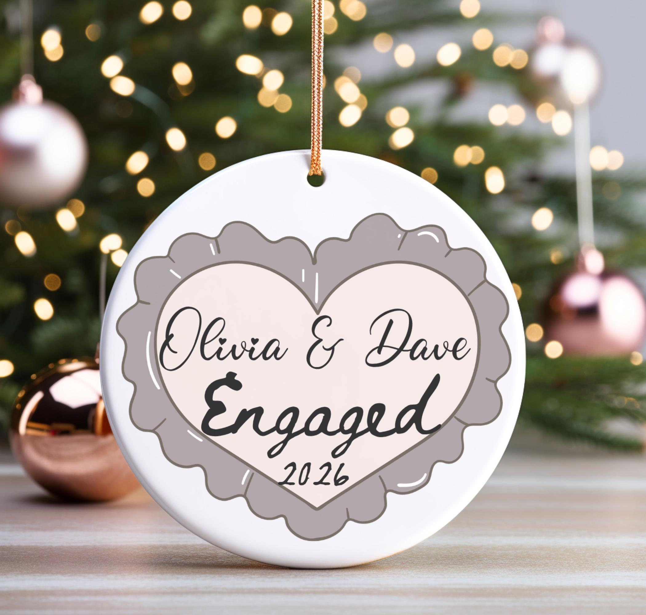 Personalized Ceramic Engagement Ornament for Newly Engaged Couples