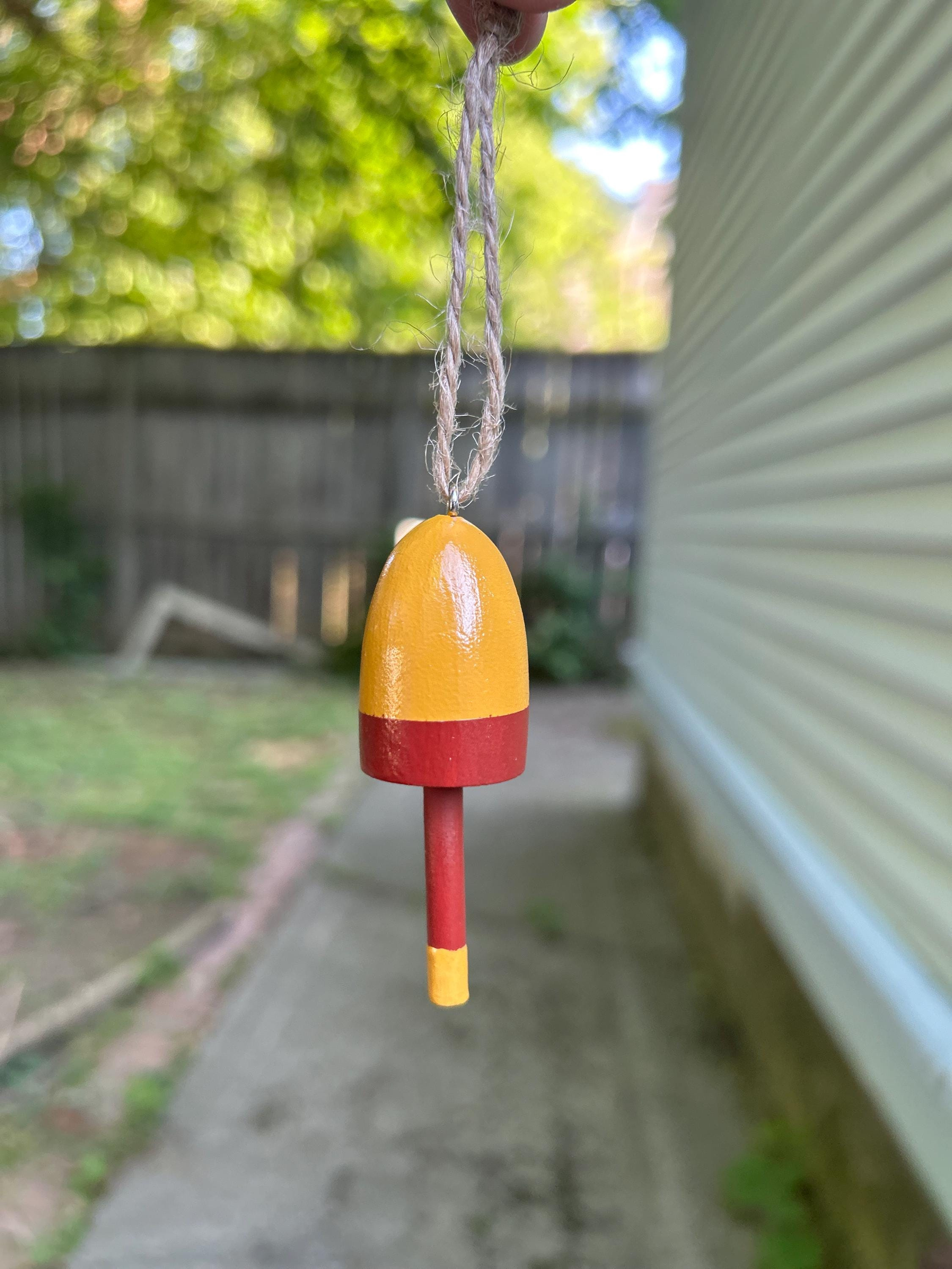 Hand-Painted Wooden Buoy Keychain or Ornament - Nautical Maine Coastal Decor 3 - MeasureMason Hand-Painted Wooden Buoy Keychain or Ornament - Nautical Maine Coastal Decor 3