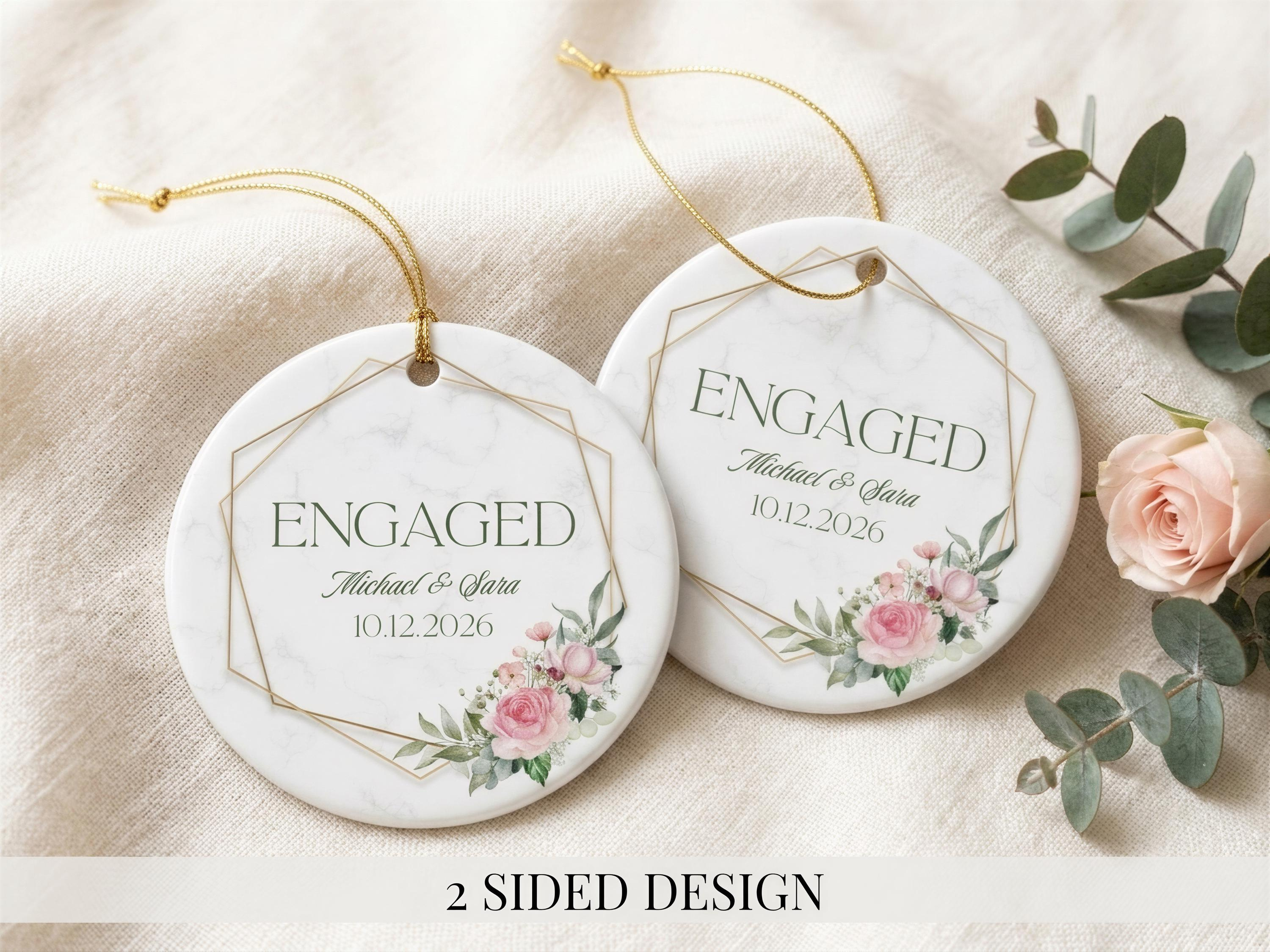 Personalized Engagement Ornament Ceramic Christmas Keepsake Couple Name Round Holiday Gift 4 - MeasureMason Personalized Engagement Ornament Ceramic Christmas Keepsake Couple Name Round Holiday Gift 4
