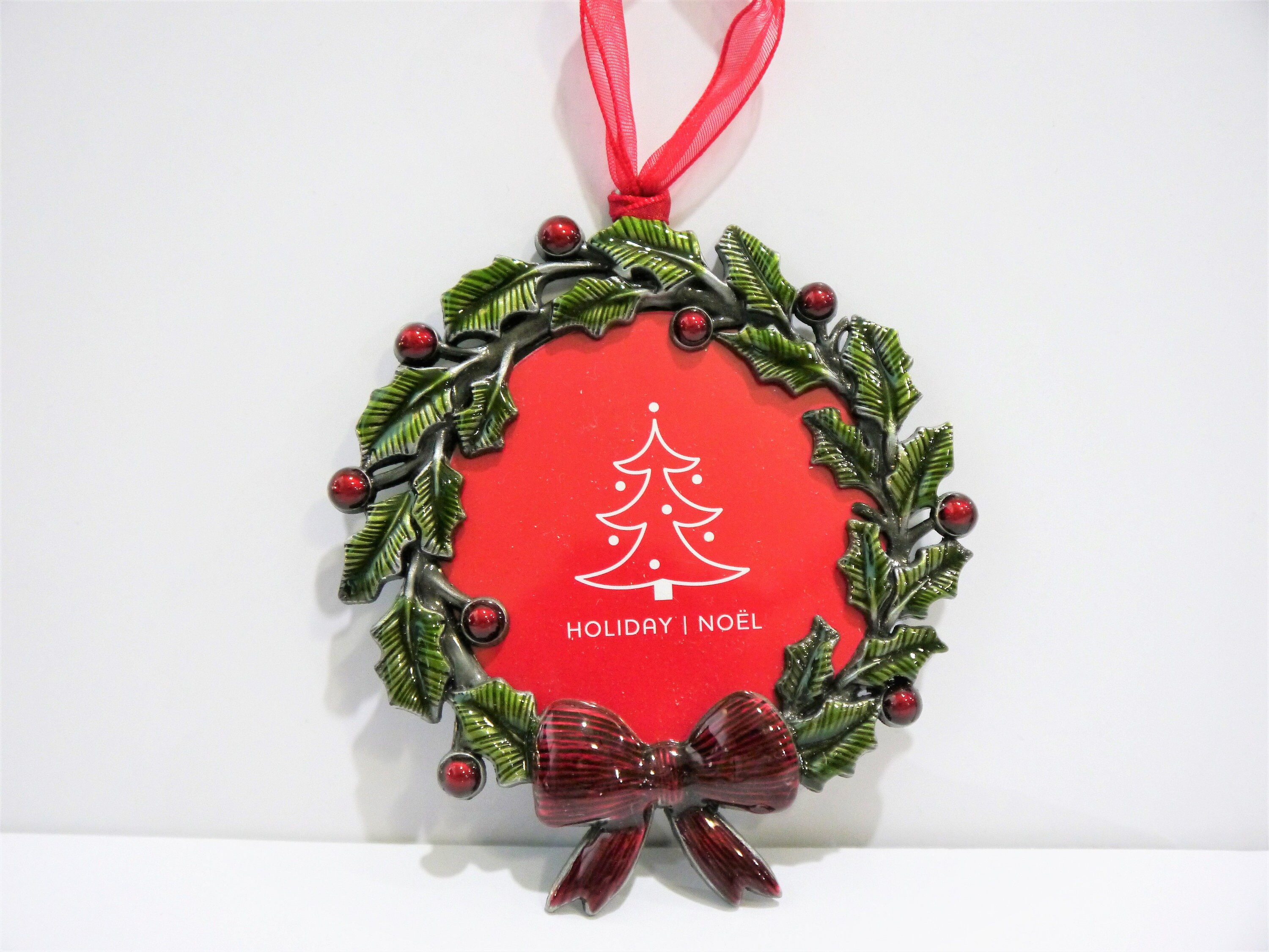 Holiday Christmas Metal Frame Photo Picture Hanging Ornament - Select Styles with Ribbon 4 - MeasureMason Holiday Christmas Metal Frame Photo Picture Hanging Ornament - Select Styles with Ribbon 4