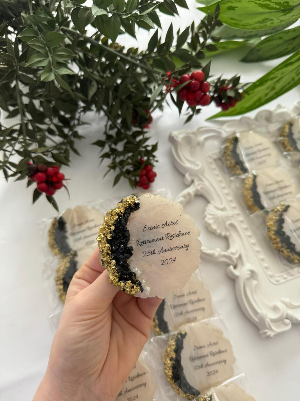 Personalized Anniversary Magnet - Resin Wedding Favor, Thank You Gift with DDP Delivery Personalized Anniversary Magnet - Resin Wedding Favor, Thank You Gift with DDP Delivery