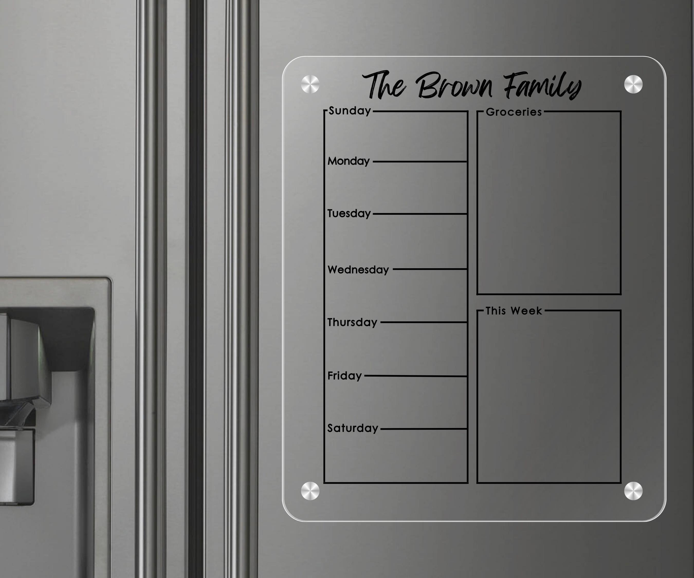 Magnetic Dry Erase Weekly Calendar for Fridge – Acrylic Whiteboard Planner 1 - MeasureMason Magnetic Dry Erase Weekly Calendar for Fridge – Acrylic Whiteboard Planner 1