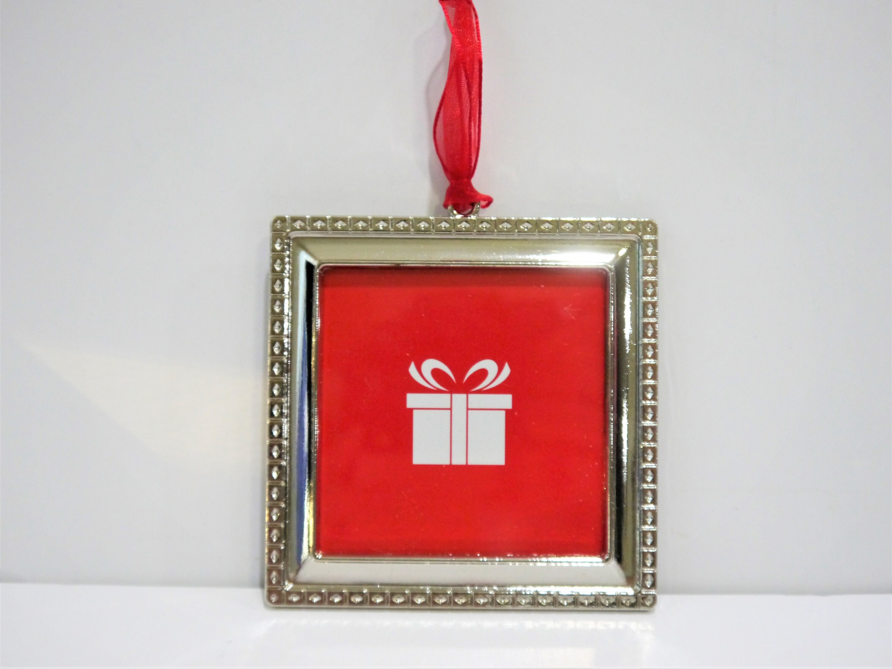 Holiday Christmas Metal Frame Photo Picture Hanging Ornament - Select Styles with Ribbon 2 - MeasureMason Holiday Christmas Metal Frame Photo Picture Hanging Ornament - Select Styles with Ribbon 2