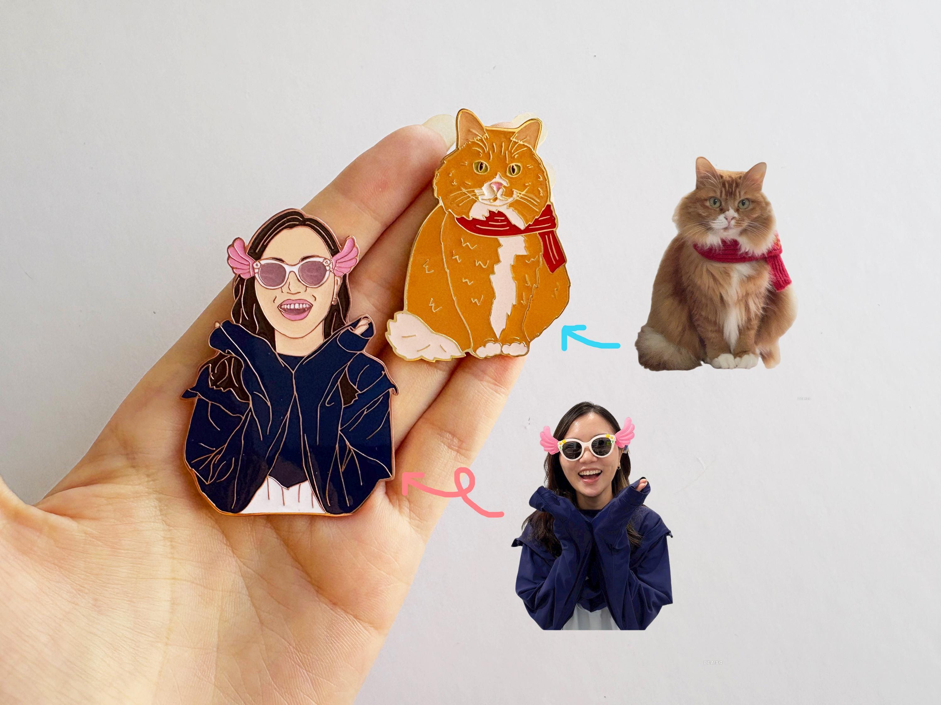 Custom Enamel Photo Refrigerator Magnet - Personalized Pet Portrait Kitchen Decor Gift