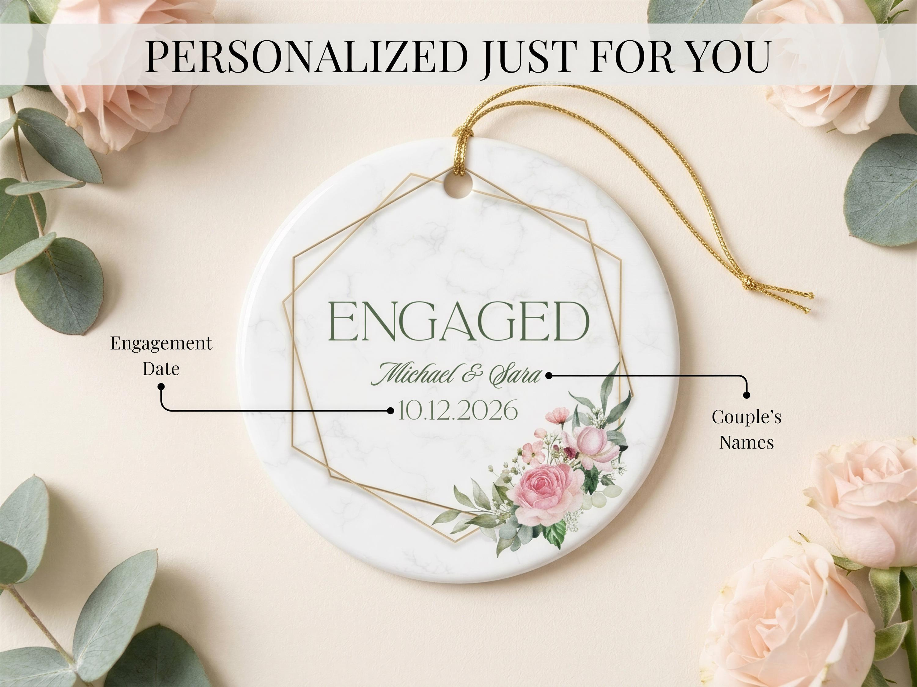 Personalized Engagement Ornament Ceramic Christmas Keepsake Couple Name Round Holiday Gift 2 - MeasureMason Personalized Engagement Ornament Ceramic Christmas Keepsake Couple Name Round Holiday Gift 2