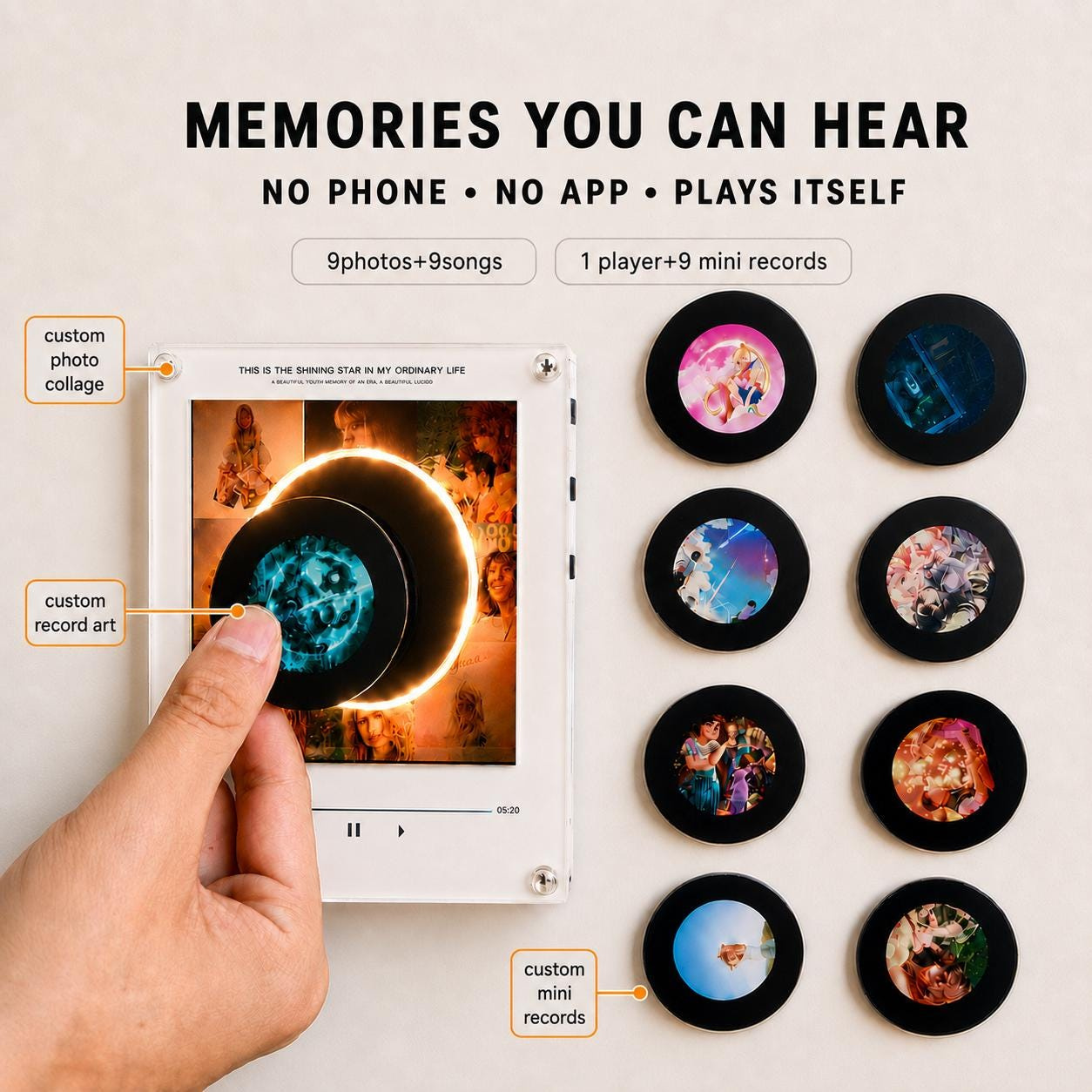 Personalized NFC Music Fridge Magnet – Custom Vinyl Song Player with Night Light for Couples & Best Friends Personalized NFC Music Fridge Magnet – Custom Vinyl Song Player with Night Light for Couples & Best Friends