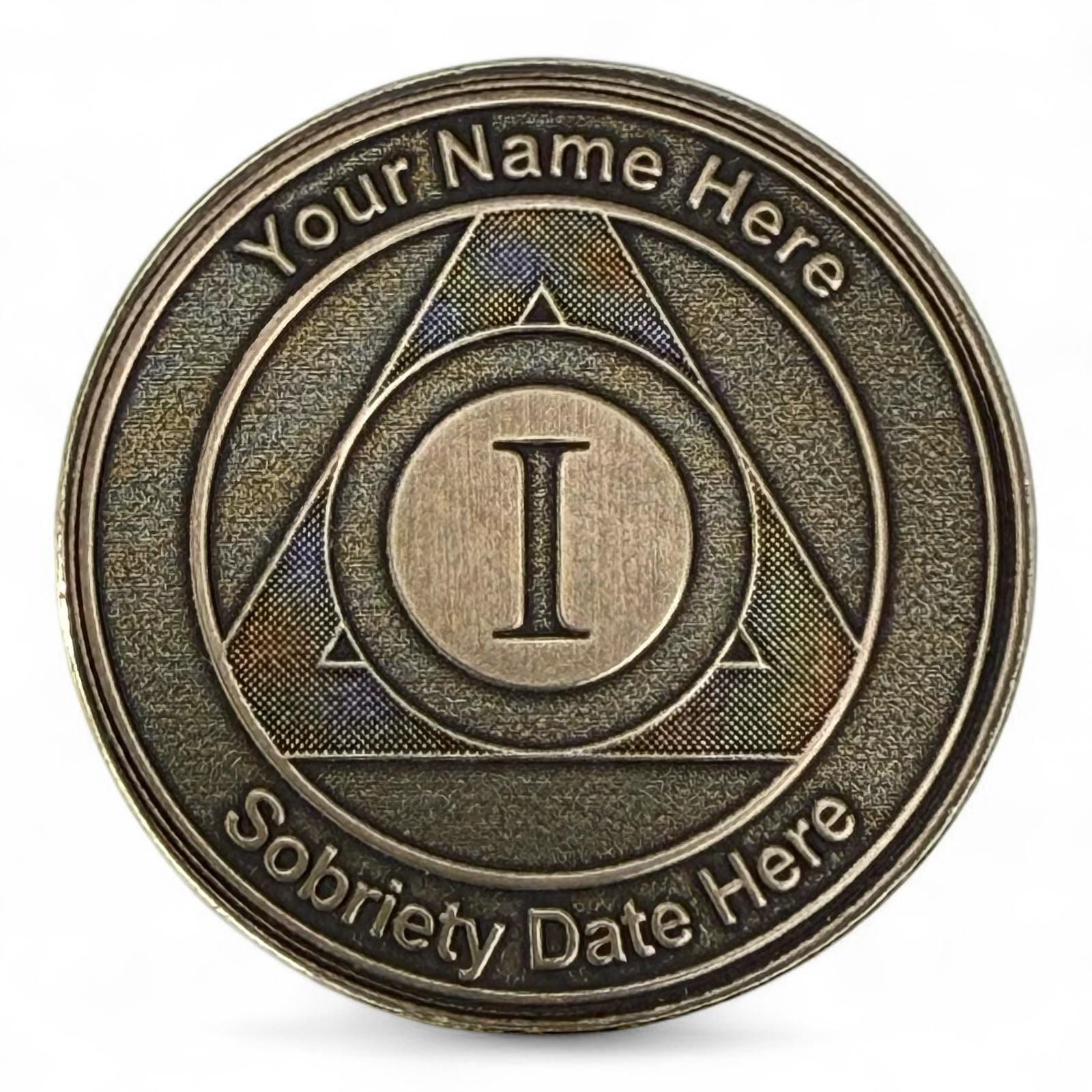 Custom AA Brass Medallion with Serenity Prayer - Personalized Sobriety Coin - 34mm Solid Brass 1 - MeasureMason Custom AA Brass Medallion with Serenity Prayer - Personalized Sobriety Coin - 34mm Solid Brass 1