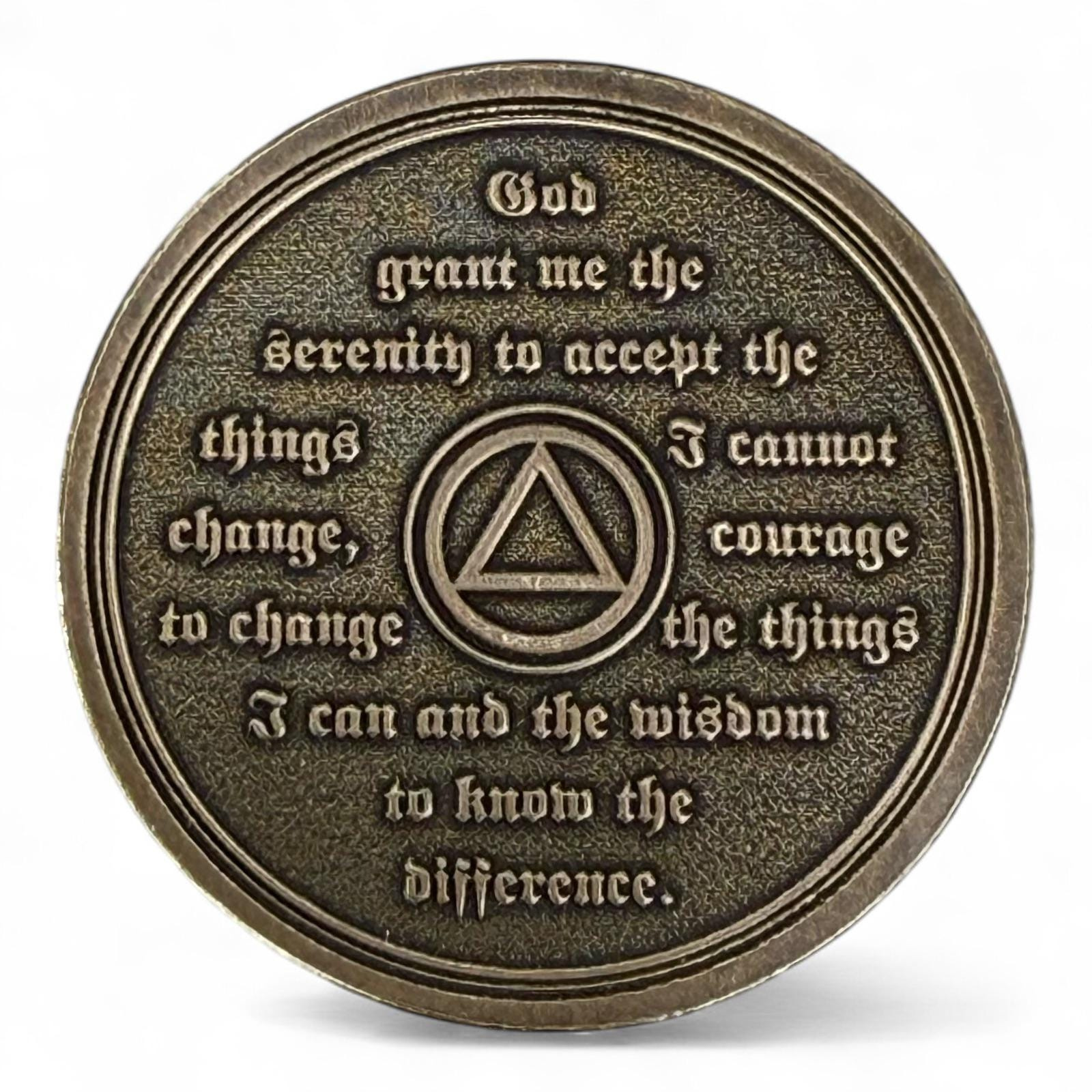 Custom AA Brass Medallion with Serenity Prayer - Personalized Sobriety Coin - 34mm Solid Brass 2 - MeasureMason Custom AA Brass Medallion with Serenity Prayer - Personalized Sobriety Coin - 34mm Solid Brass 2
