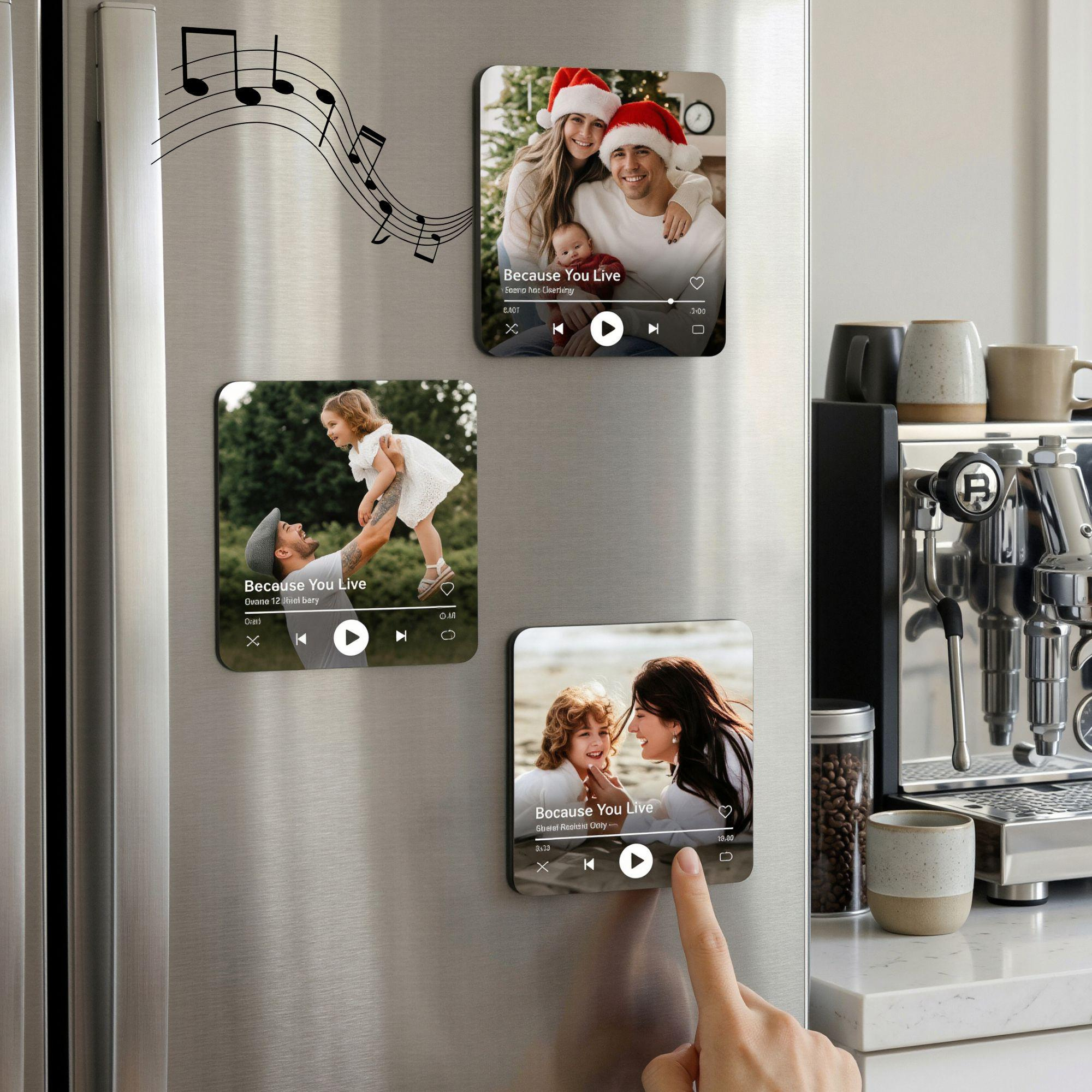 Custom Photo Fridge Magnet with Music Playback – Personalized Song & Picture Keepsake