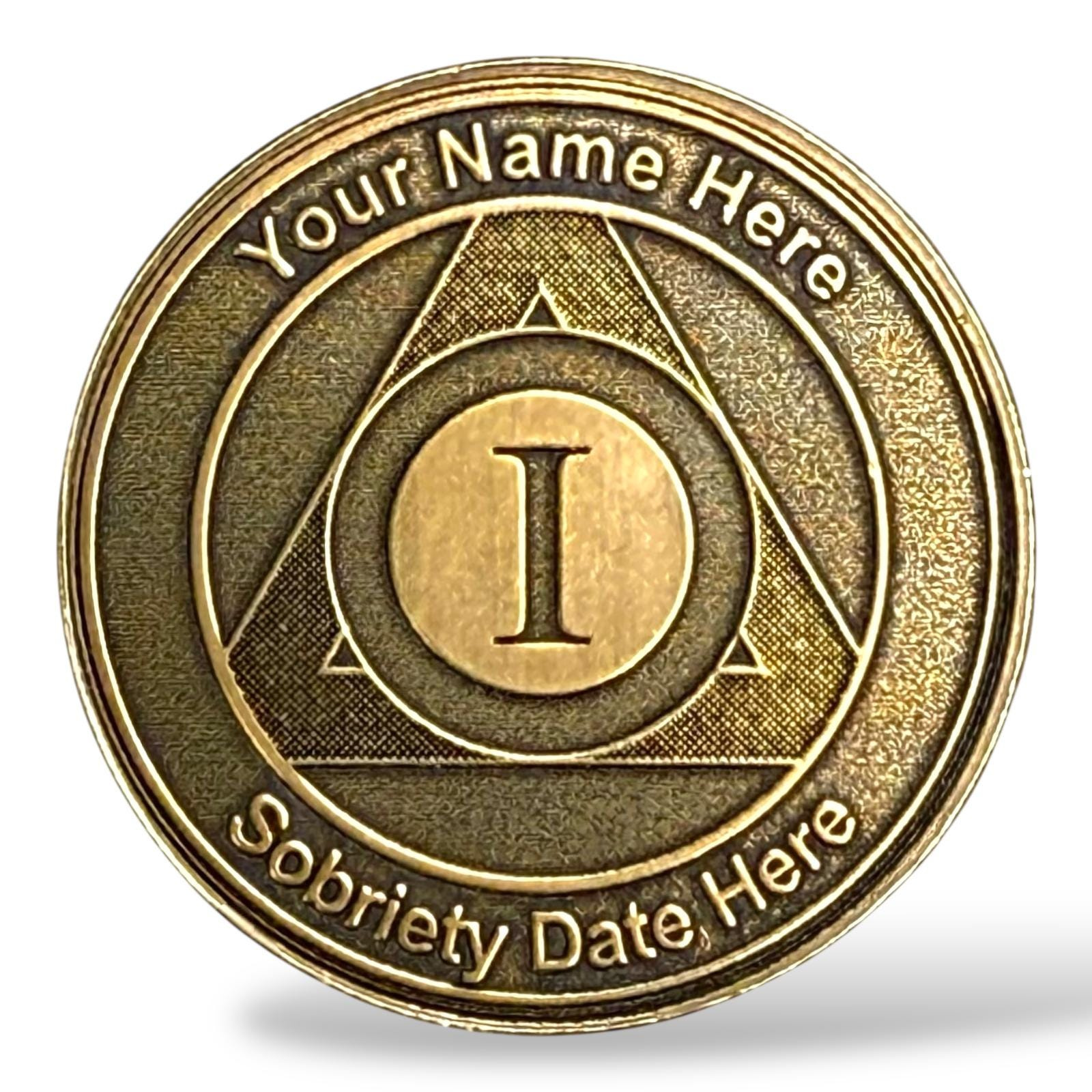 Custom AA Brass Medallion with Serenity Prayer - Personalized Sobriety Coin - 34mm Solid Brass Custom AA Brass Medallion with Serenity Prayer - Personalized Sobriety Coin - 34mm Solid Brass