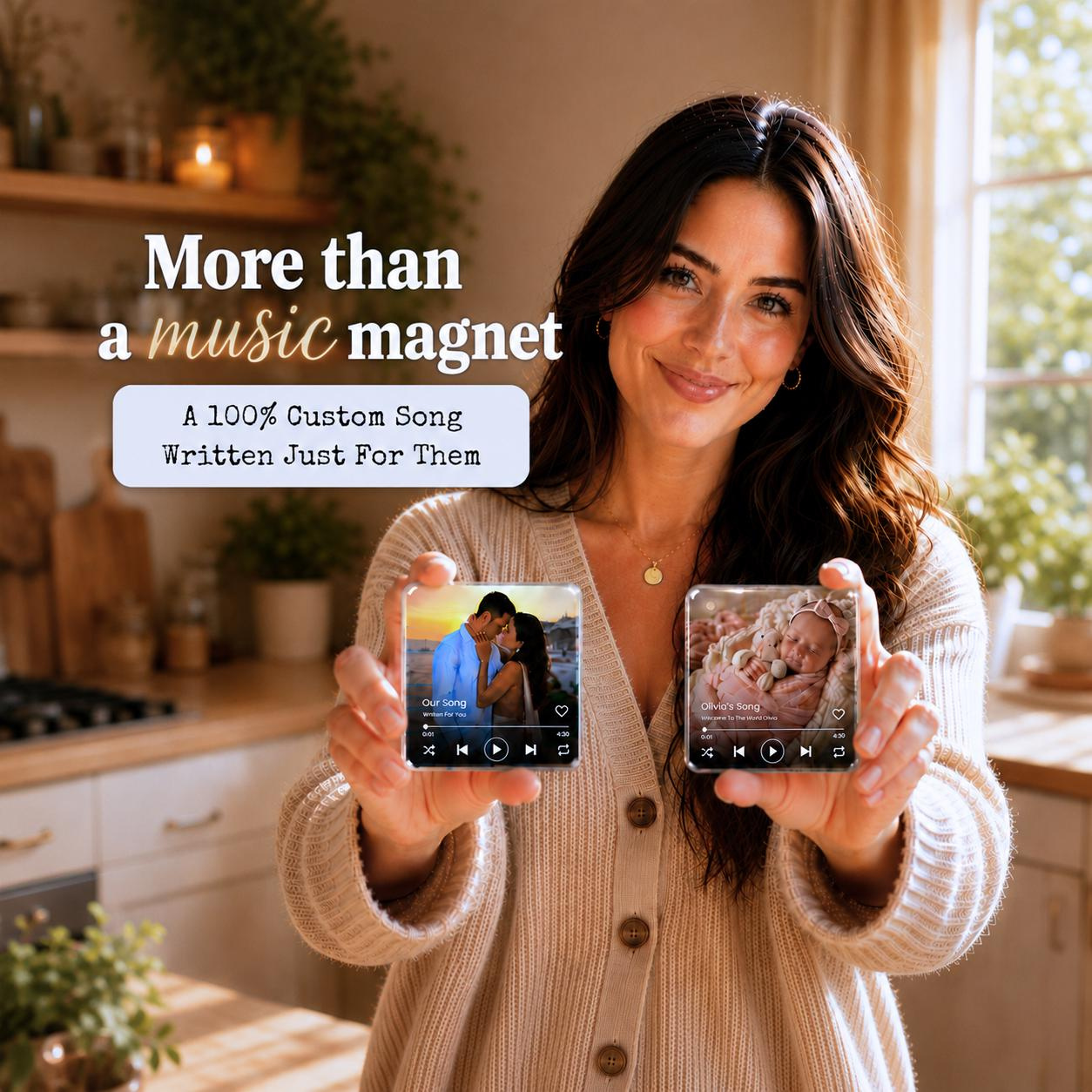 Personalized Music Fridge Magnet with Custom Photo & Song QR Code