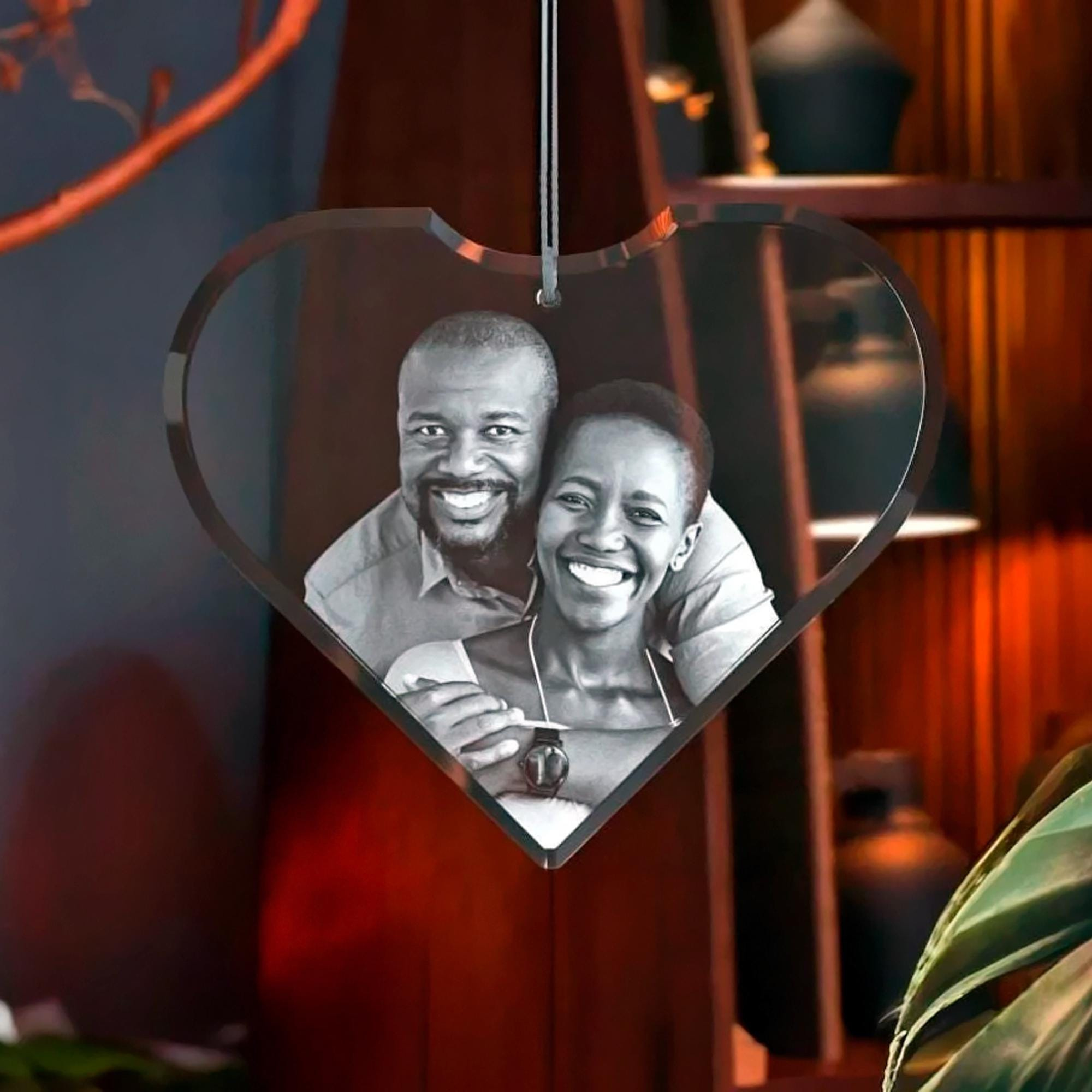 Personalized Photo Ornament, Laser Engraved Crystal Heart - Custom Holiday Gift Keepsake Personalized Photo Ornament, Laser Engraved Crystal Heart - Custom Holiday Gift Keepsake