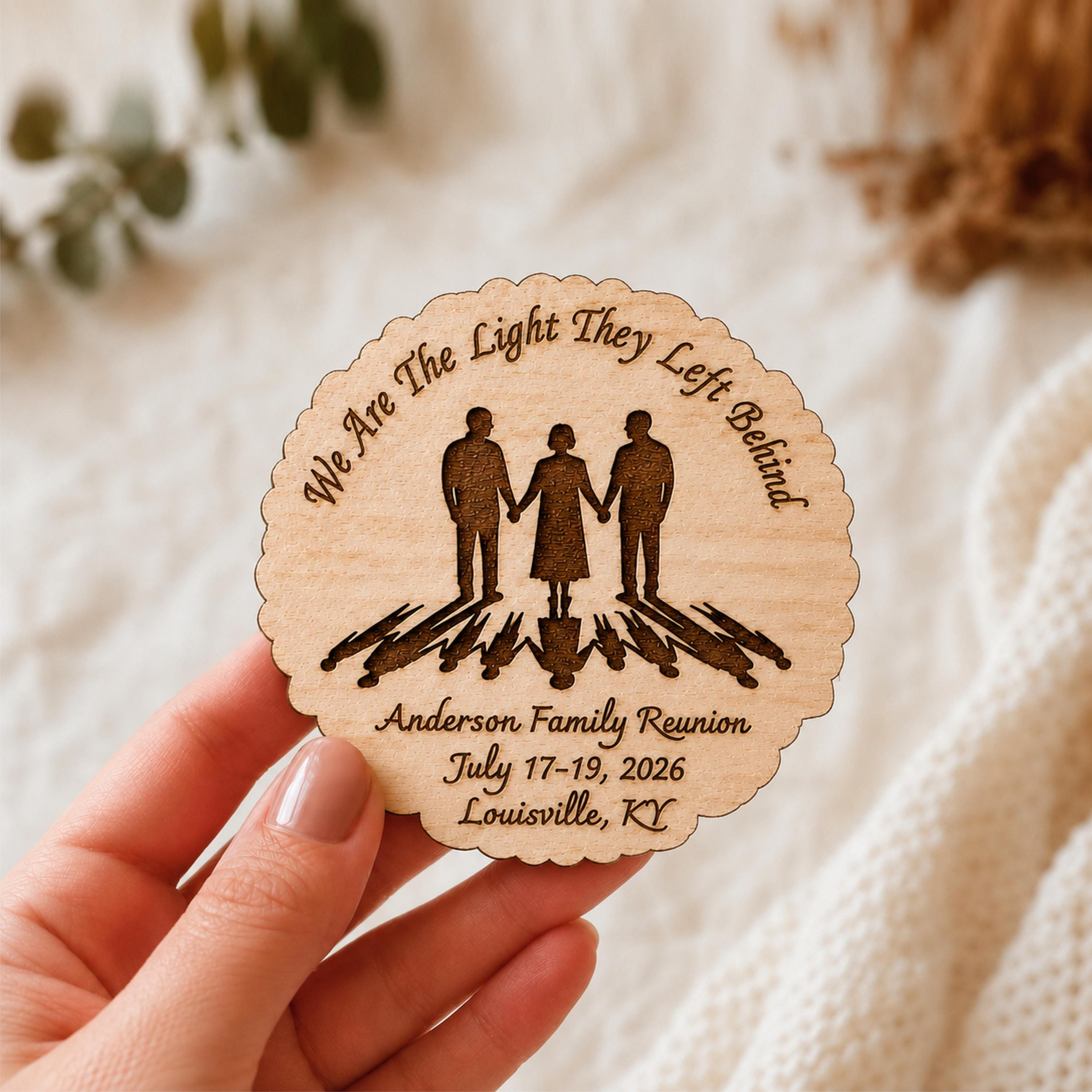 Personalized Wooden Fridge Magnet - Family Reunion Party Favor Keepsake Personalized Wooden Fridge Magnet - Family Reunion Party Favor Keepsake