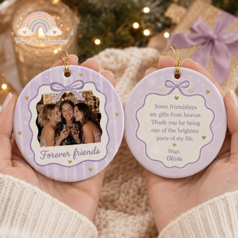 Personalized Besties Photo Ceramic Ornament - Custom Christmas Gift for Best Friends 2 - MeasureMason Personalized Besties Photo Ceramic Ornament - Custom Christmas Gift for Best Friends 2