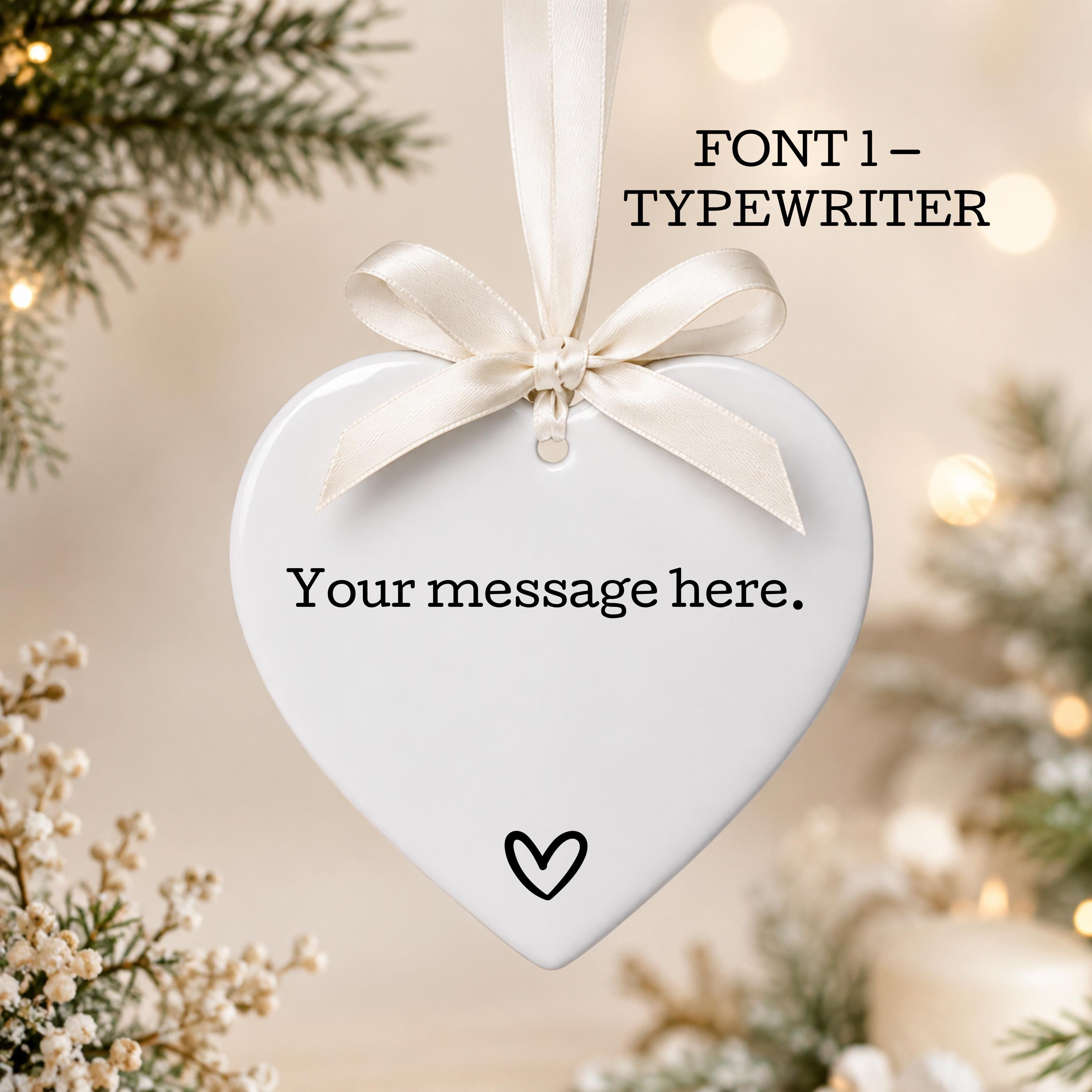 Personalized Ceramic Ornament with Custom Message - Elegant Holiday & Wedding Keepsake