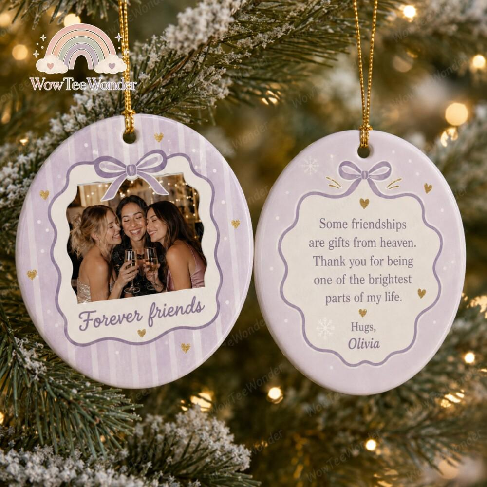 Personalized Besties Photo Ceramic Ornament - Custom Christmas Gift for Best Friends 1 - MeasureMason Personalized Besties Photo Ceramic Ornament - Custom Christmas Gift for Best Friends 1