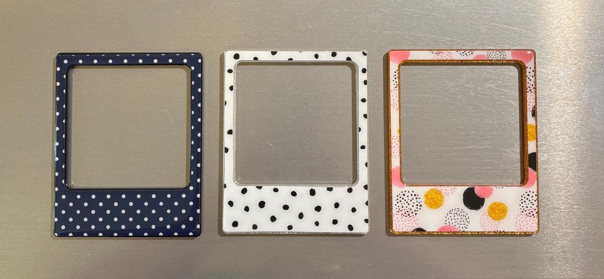 Handmade Fridge Photo Frame Magnet - 3x3 Picture Window with Glittered Finish Handmade Fridge Photo Frame Magnet - 3x3 Picture Window with Glittered Finish
