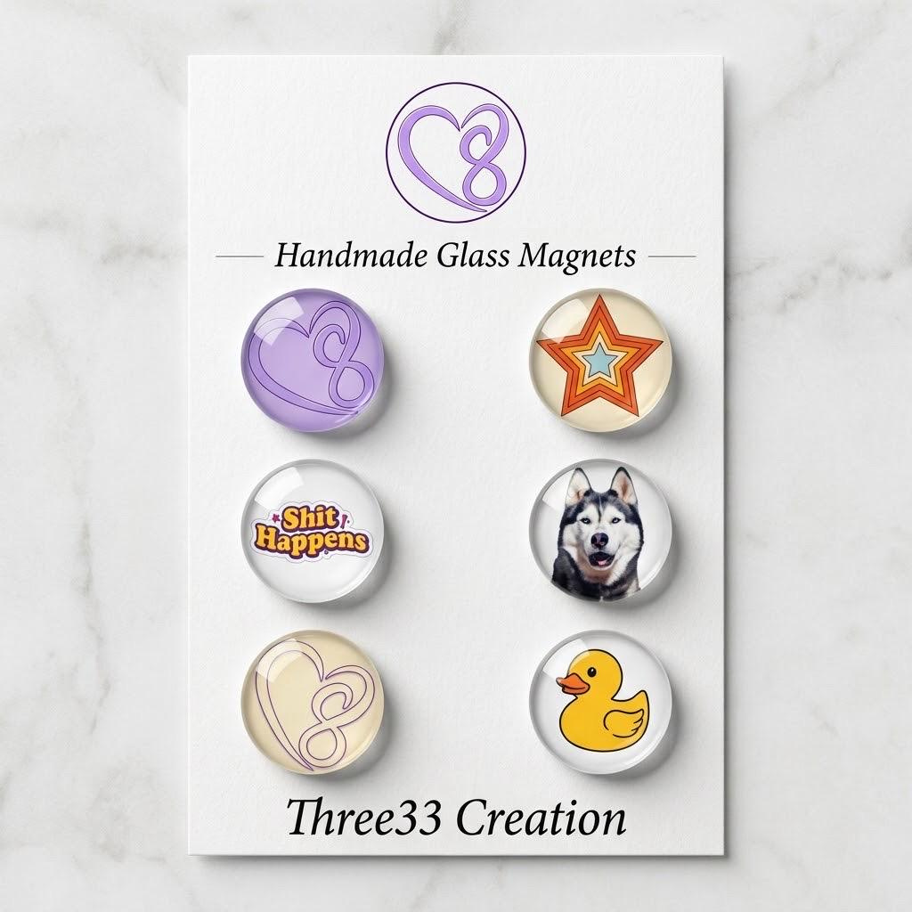 1 inch Custom Homemade Glass Magnets - Memories - Logos - Events 1 inch Custom Homemade Glass Magnets - Memories - Logos - Events