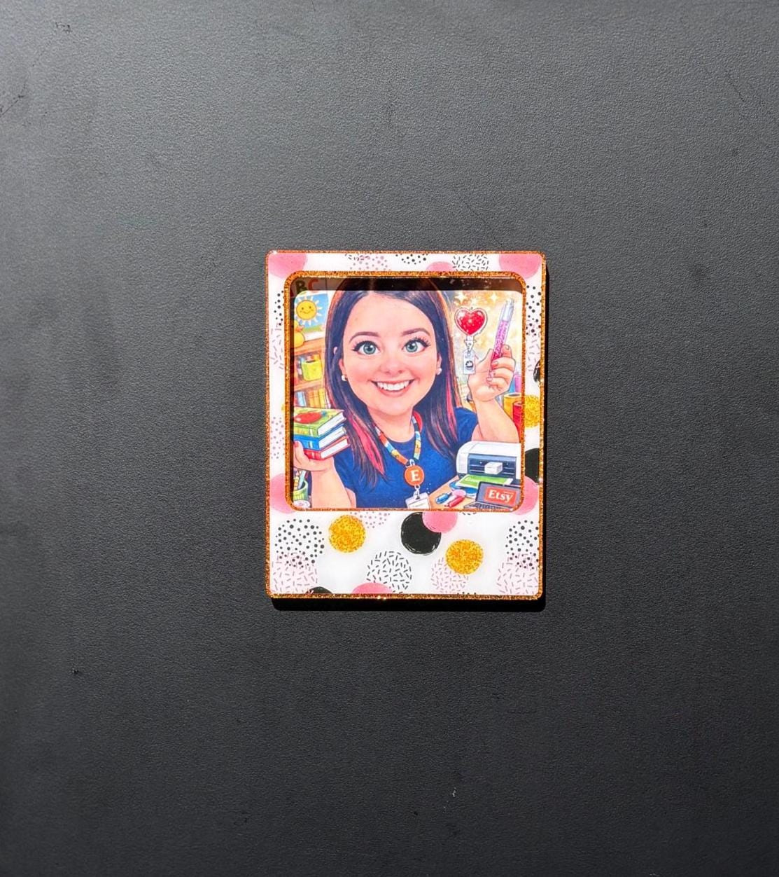 Handmade Fridge Photo Frame Magnet - 3x3 Picture Window with Glittered Finish 2 - MeasureMason Handmade Fridge Photo Frame Magnet - 3x3 Picture Window with Glittered Finish 2