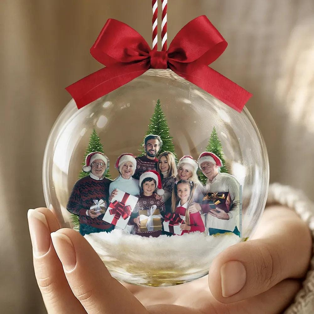 Personalized Family Photo 3D Acrylic Ball Christmas Ornament - Custom Holiday Keepsake 1 - MeasureMason Personalized Family Photo 3D Acrylic Ball Christmas Ornament - Custom Holiday Keepsake 1