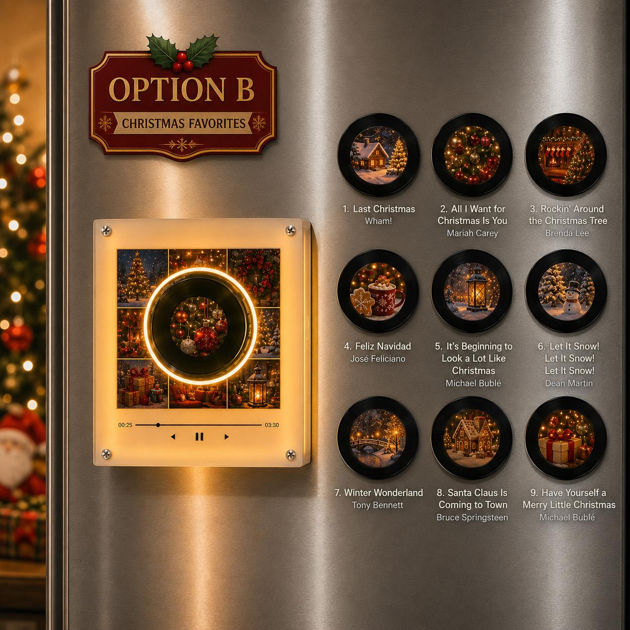 Personalized NFC Music Fridge Magnet - Christmas Family Gift with Custom Vinyl Player & LED Light 3 - MeasureMason Personalized NFC Music Fridge Magnet - Christmas Family Gift with Custom Vinyl Player & LED Light 3