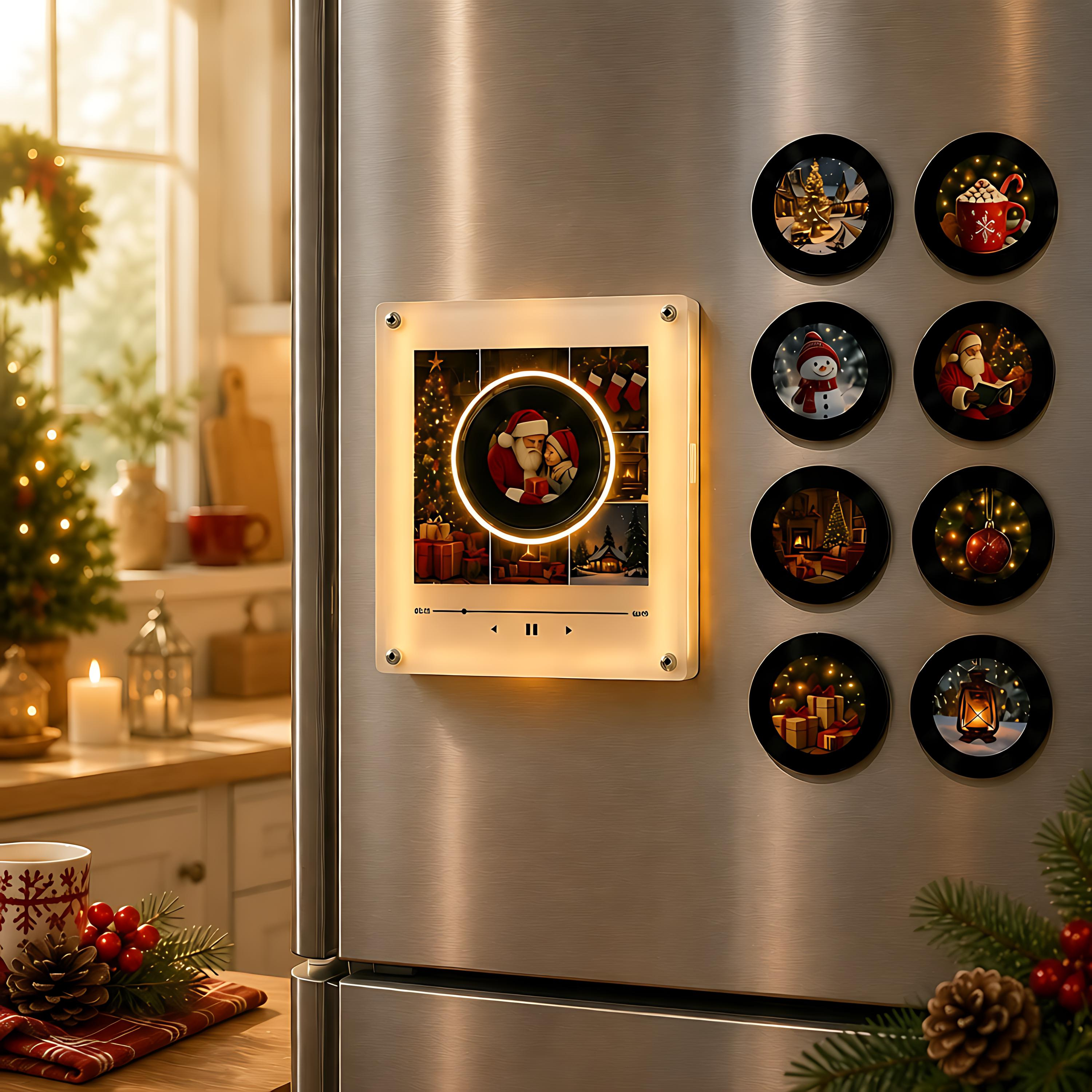 Personalized NFC Music Fridge Magnet - Christmas Family Gift with Custom Vinyl Player & LED Light 2 - MeasureMason Personalized NFC Music Fridge Magnet - Christmas Family Gift with Custom Vinyl Player & LED Light 2