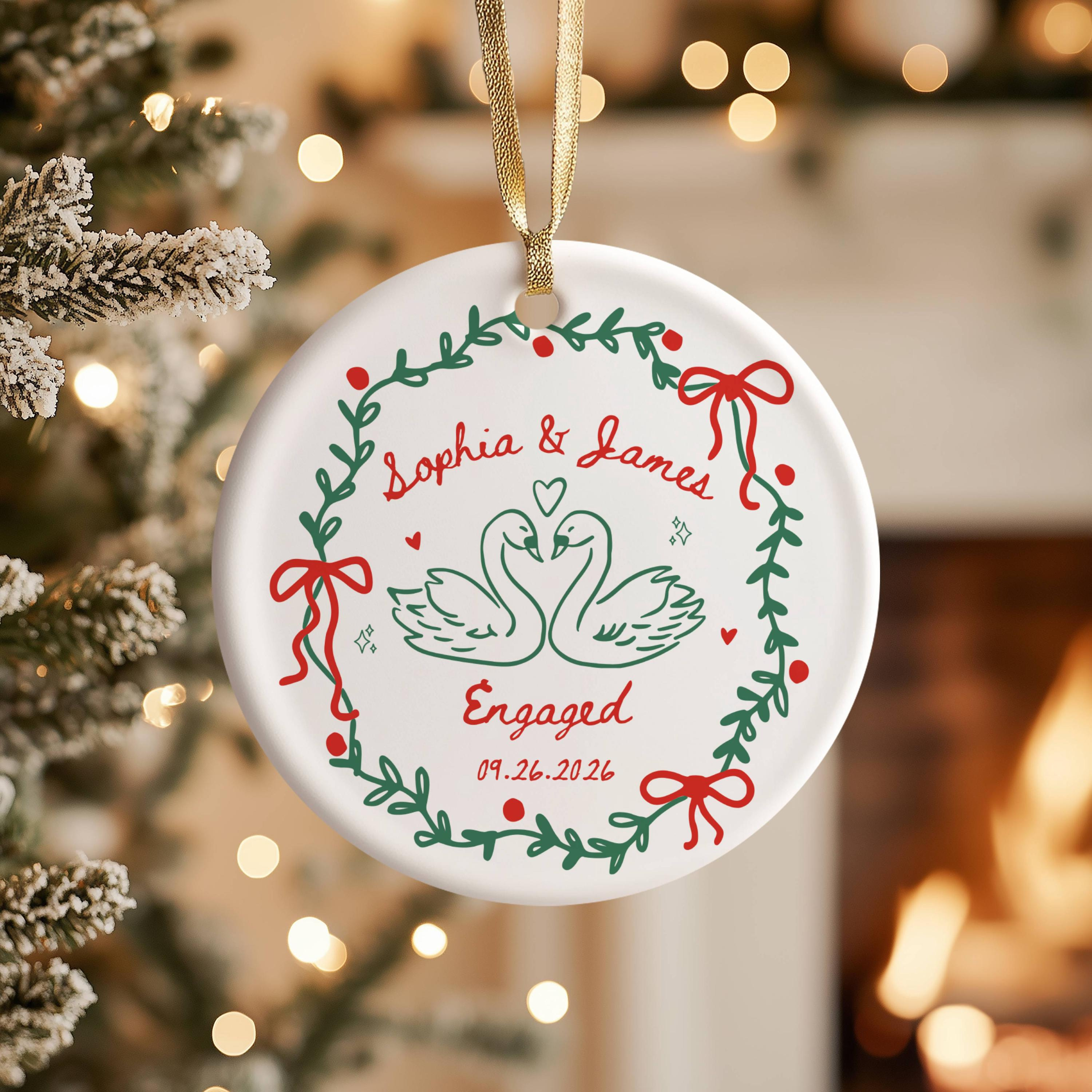 Personalized Wedding & Engagement Ceramic Ornament Keepsake 1 - MeasureMason Personalized Wedding & Engagement Ceramic Ornament Keepsake 1
