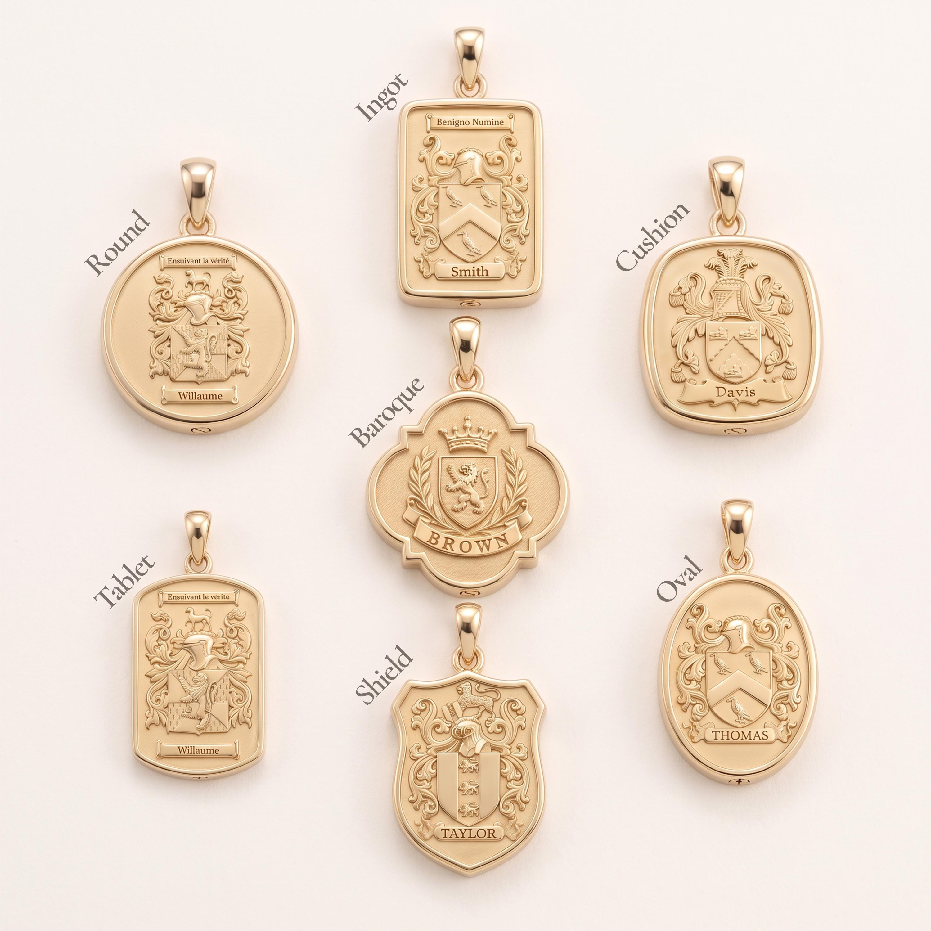Custom Round Family Crest Cremation Pendant, Personalized Coat of Arms Urn Medallion, Memorial Ashes Keepsake 3 - MeasureMason Custom Round Family Crest Cremation Pendant, Personalized Coat of Arms Urn Medallion, Memorial Ashes Keepsake 3