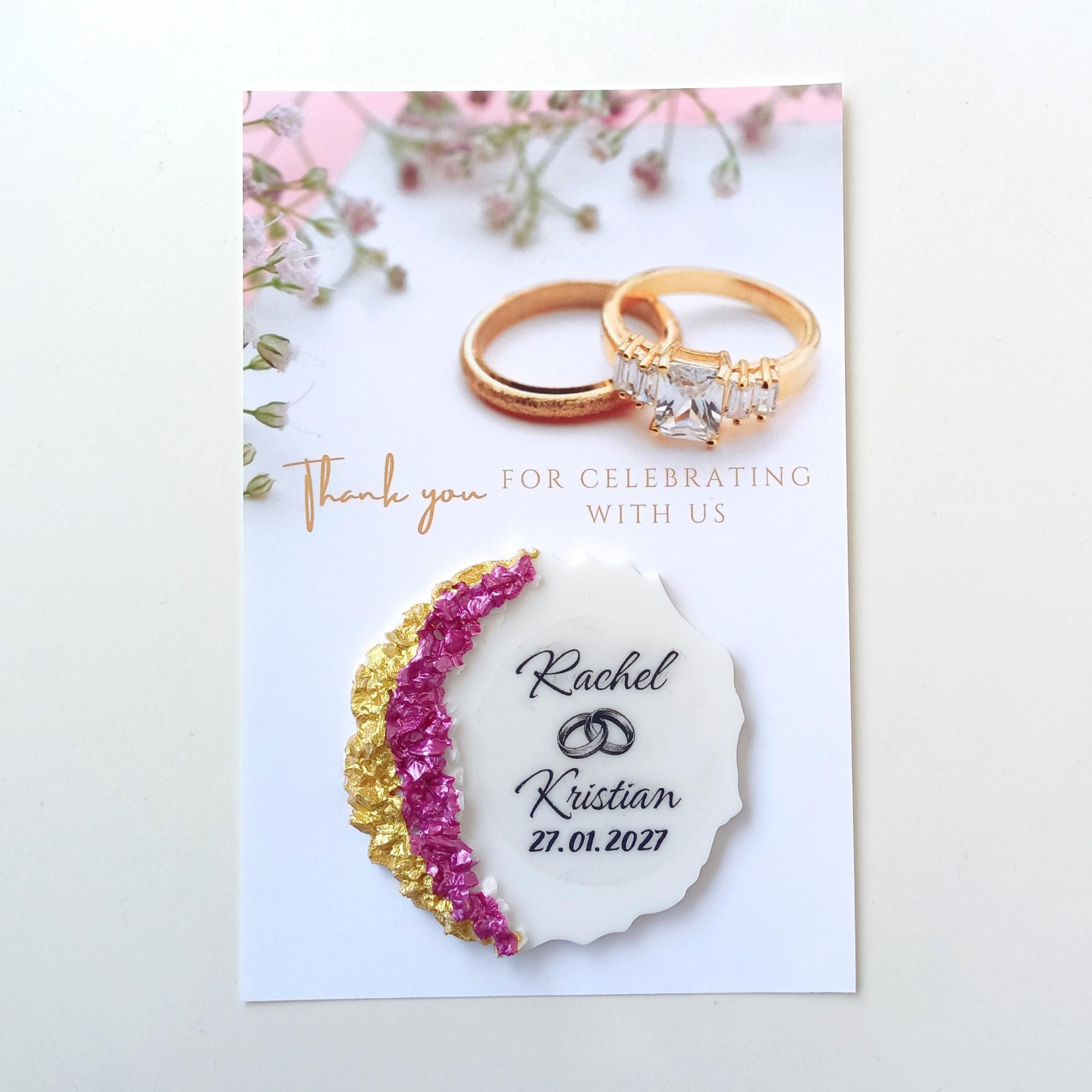 Personalized Epoxy Fridge Magnet Favors, Custom Wedding Keepsakes for Guests, Bulk Bridal Shower Souvenirs with Card 2 - MeasureMason Personalized Epoxy Fridge Magnet Favors, Custom Wedding Keepsakes for Guests, Bulk Bridal Shower Souvenirs with Card 2